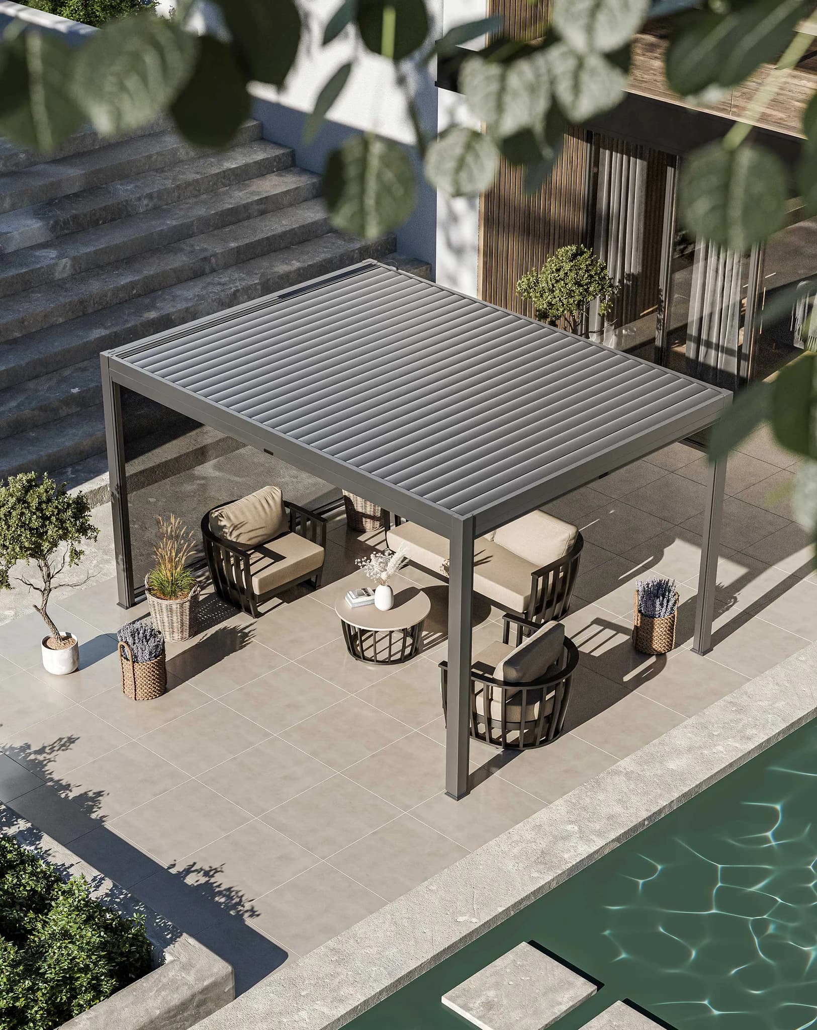 Luxe 4x3m Pergola with Solar Lighting and Voice Control - Pergolas, photo 5 of 6