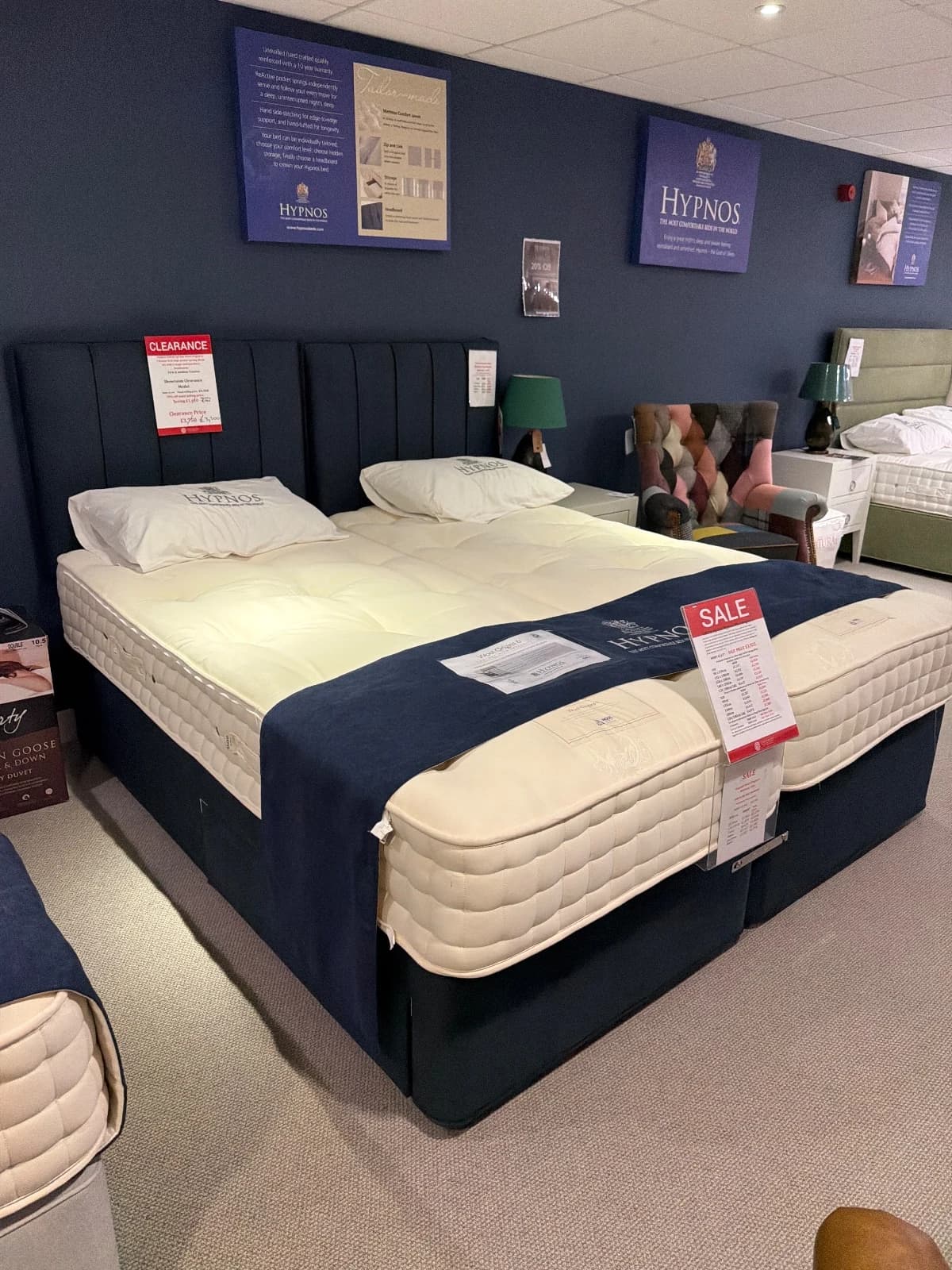 Hypnos 180cm zip link Wool Origins 6, 2 drawer firm edge pocket sprung divan set. With 2 single strutted Petra Headboards - Main Preview