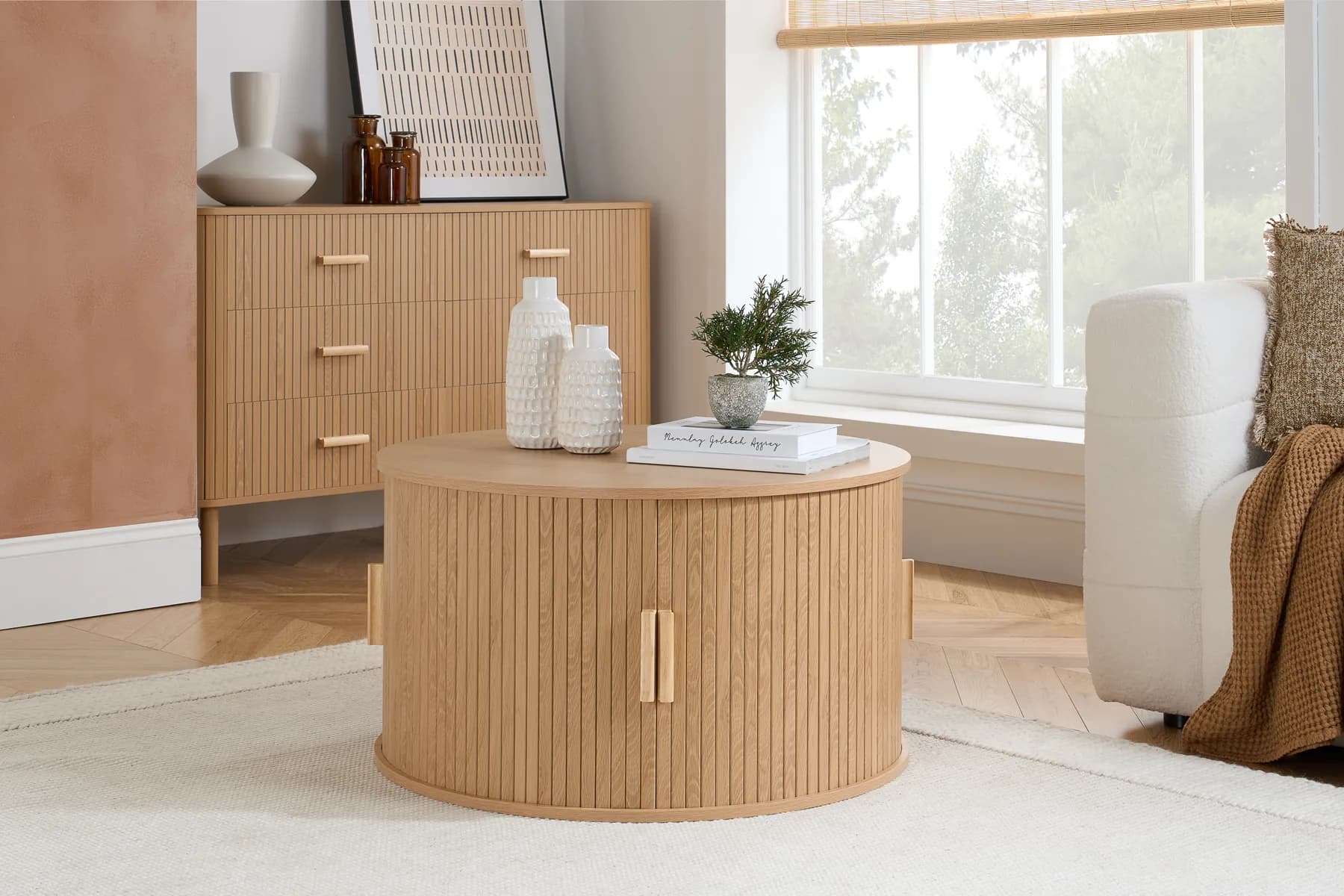 Axel Round Fluted Coffee Table with Storage - Coffee tables, photo 2 of 10