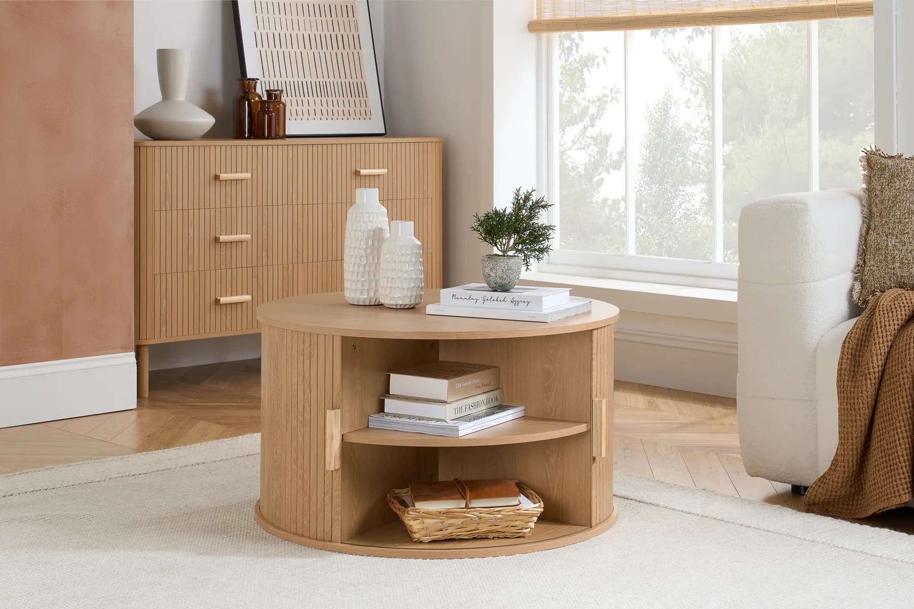 Axel Round Fluted Coffee Table with Storage - Coffee tables, photo 5 of 10