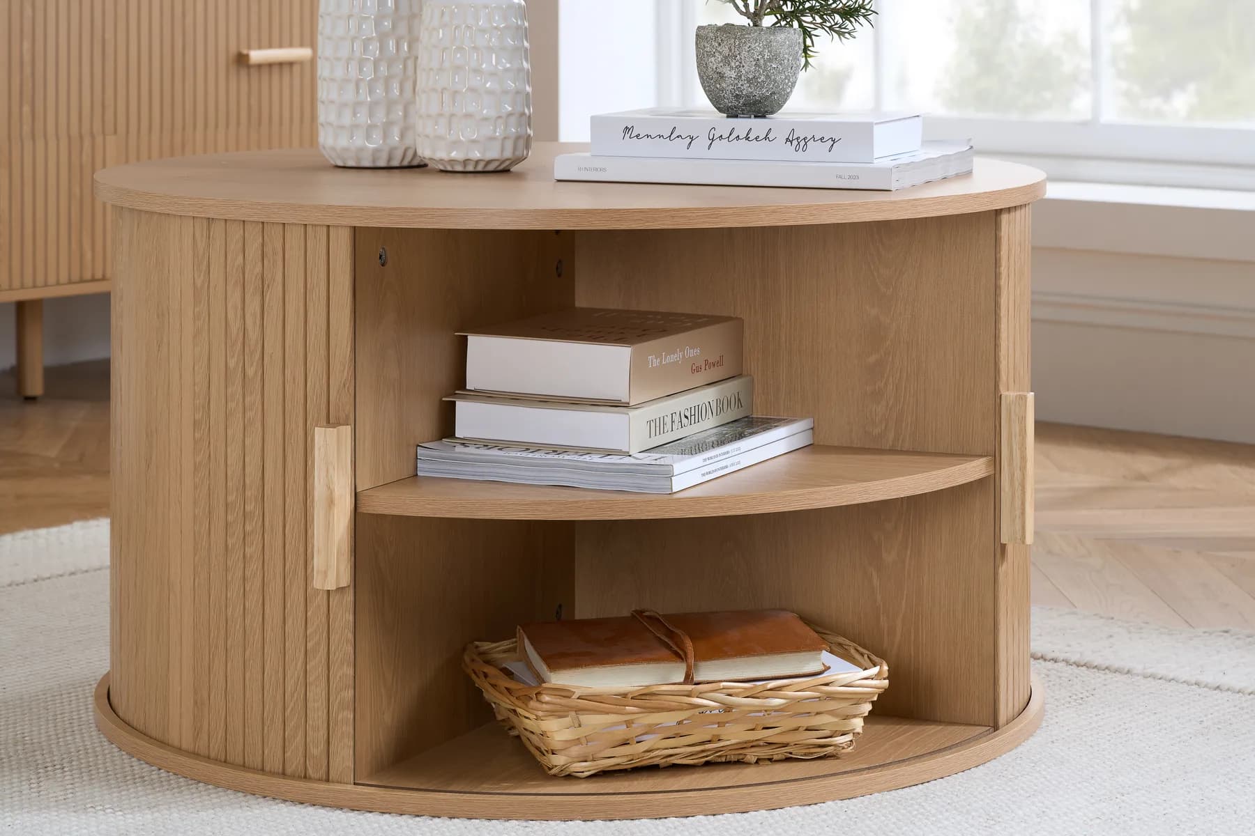 Axel Round Fluted Coffee Table with Storage - Coffee tables, photo 8 of 10