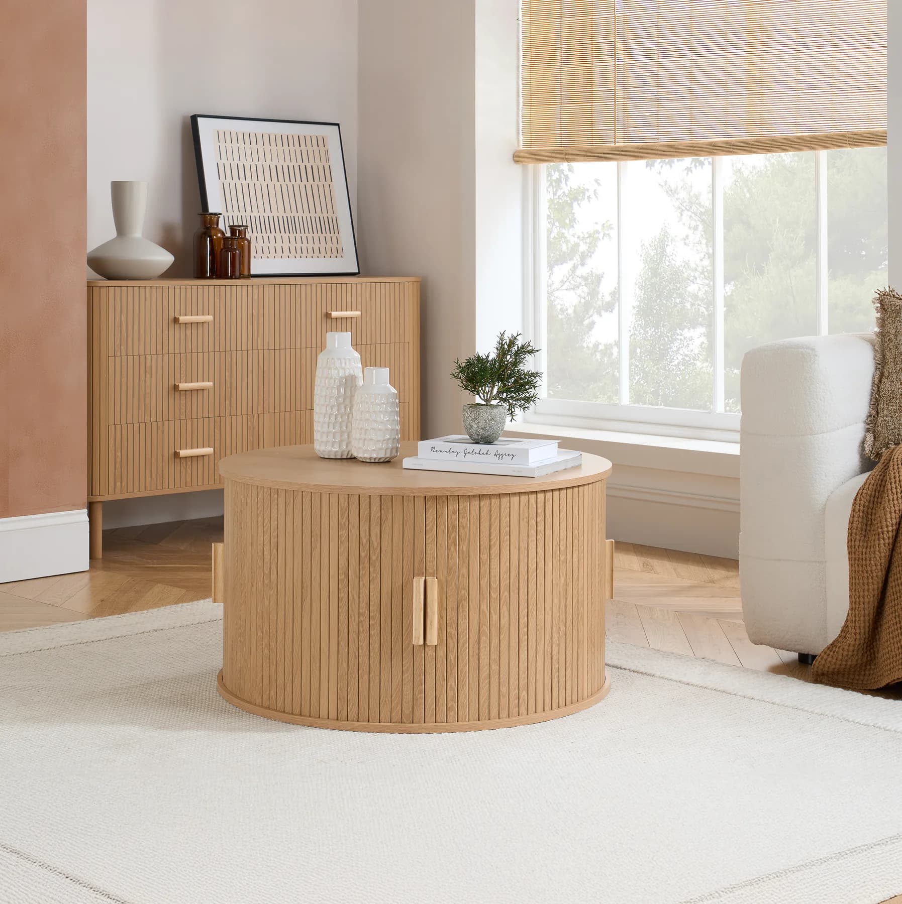 Axel Round Fluted Coffee Table with Storage - Coffee tables, photo 9 of 10