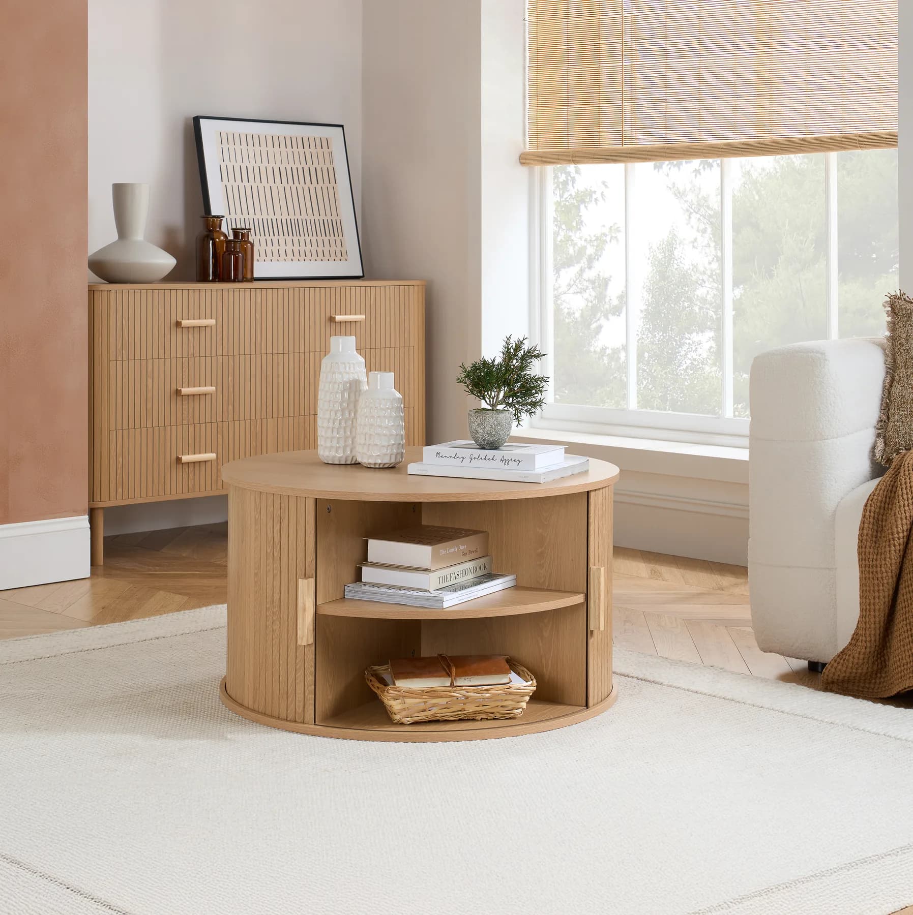 Axel Round Fluted Coffee Table with Storage - Coffee tables, photo 10 of 10