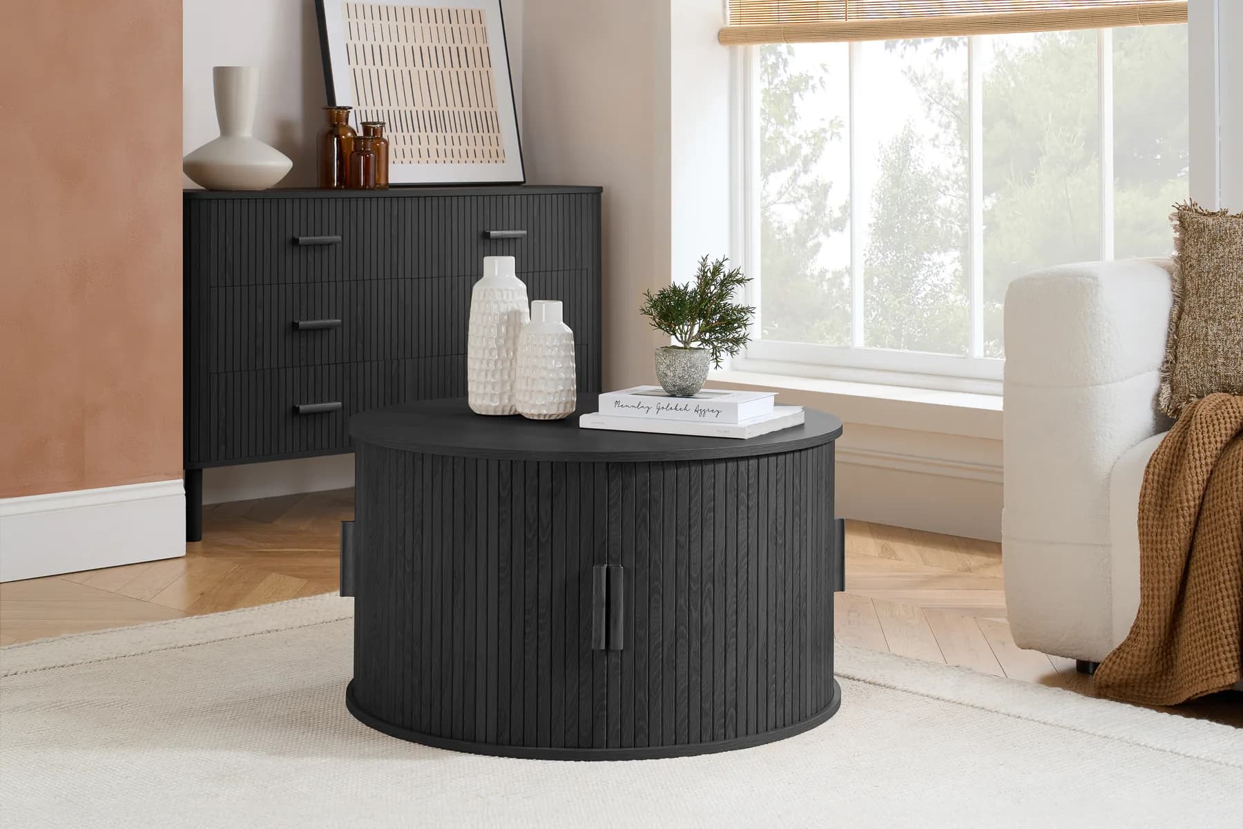 Axel Round Fluted Coffee Table with Storage - Coffee tables, photo 2 of 10