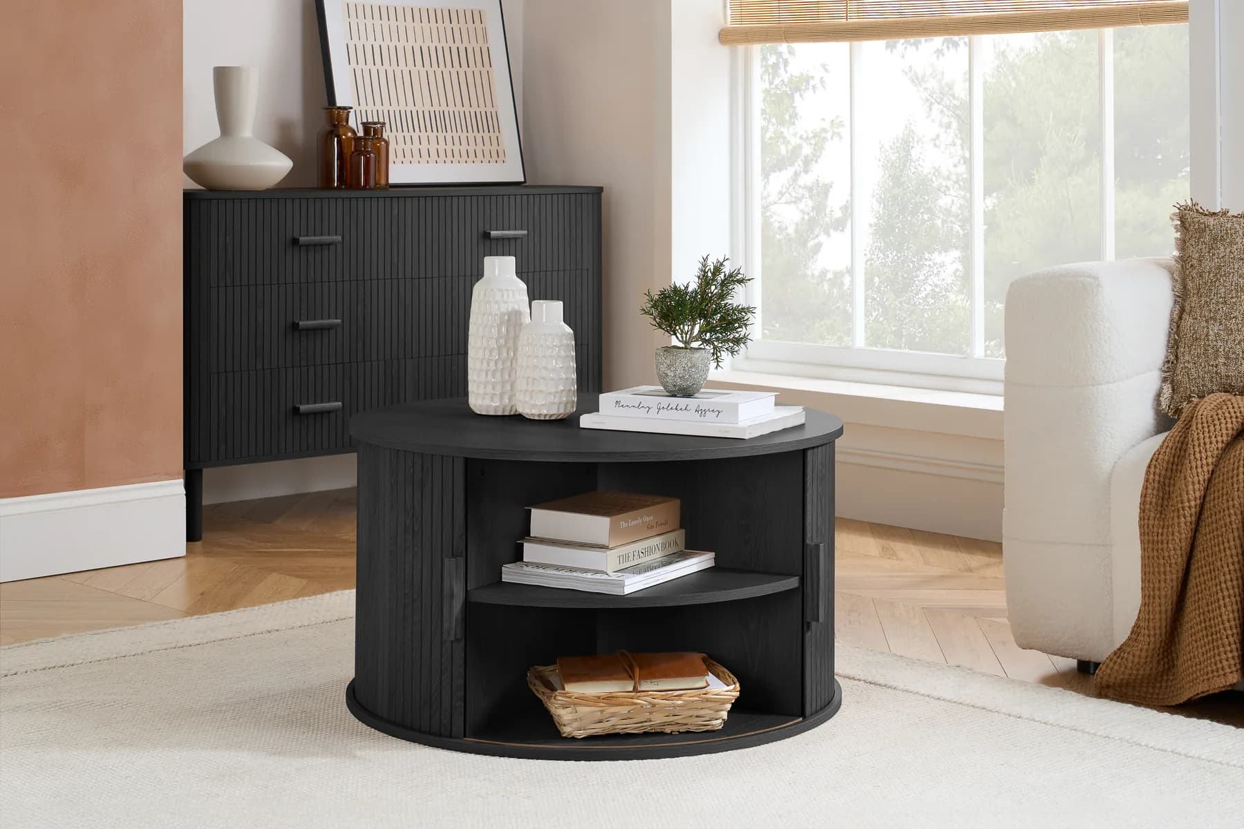 Axel Round Fluted Coffee Table with Storage - Coffee tables, photo 5 of 10