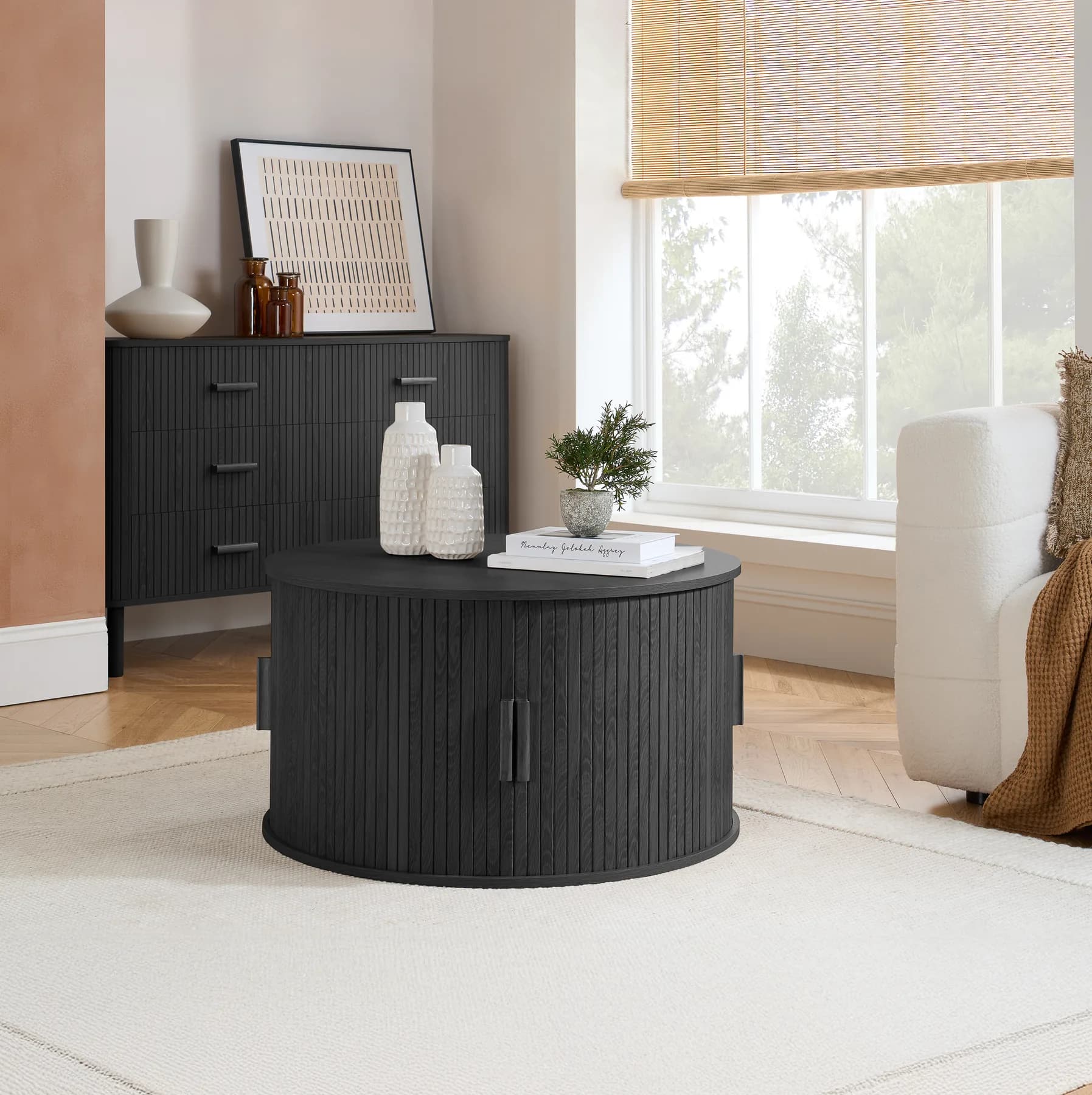 Axel Round Fluted Coffee Table with Storage - Coffee tables, photo 9 of 10
