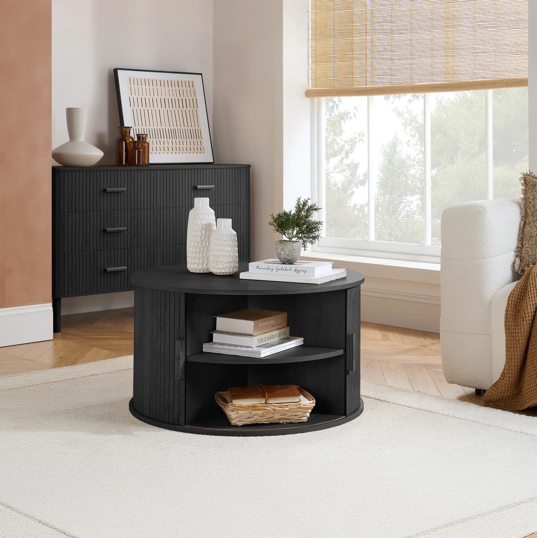 Axel Round Fluted Coffee Table with Storage - Coffee tables, photo 10 of 10