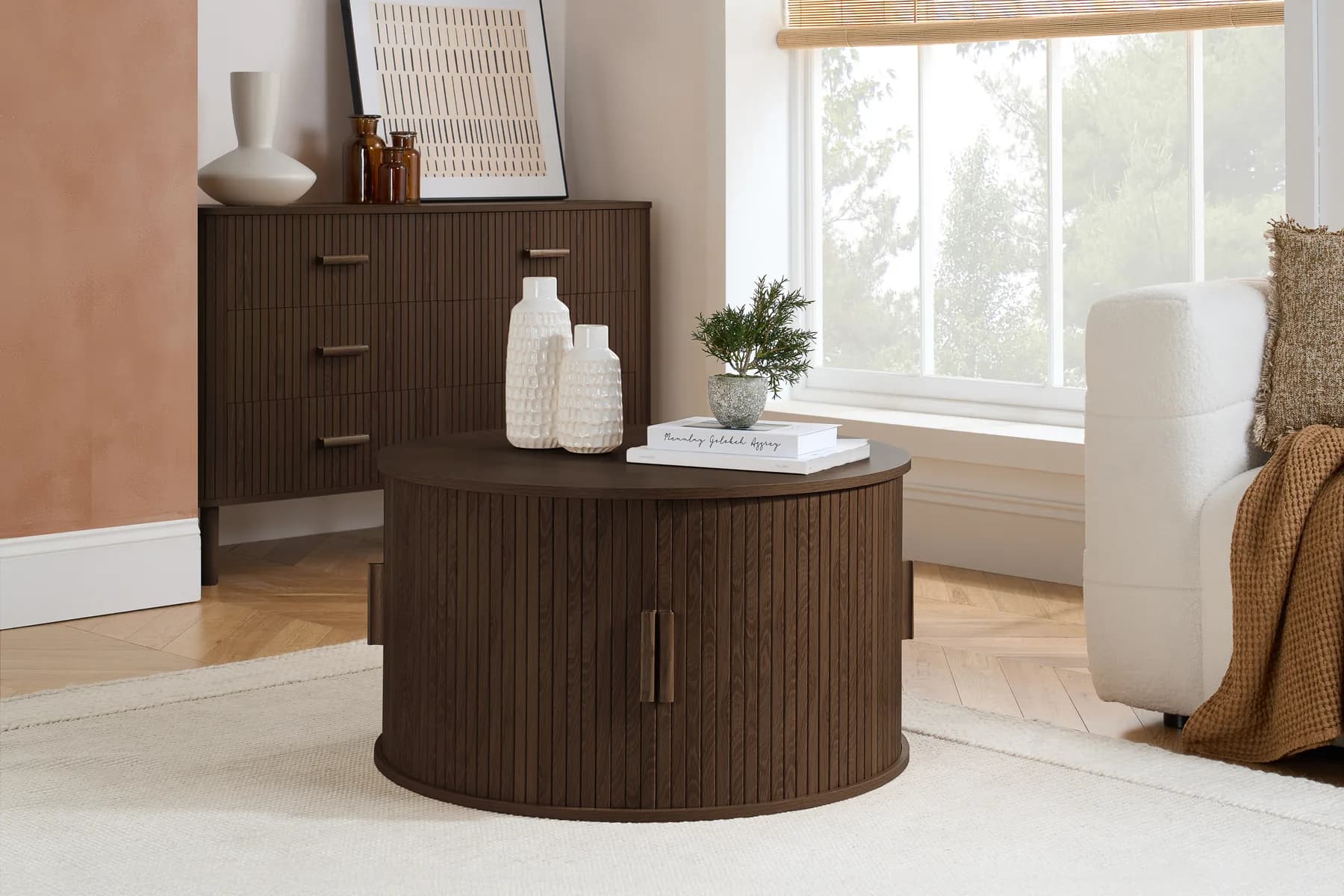 Axel Round Fluted Coffee Table with Storage - Coffee tables, photo 2 of 10