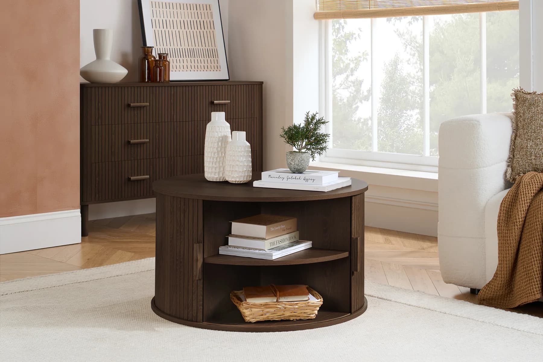 Axel Round Fluted Coffee Table with Storage - Coffee tables, photo 5 of 10