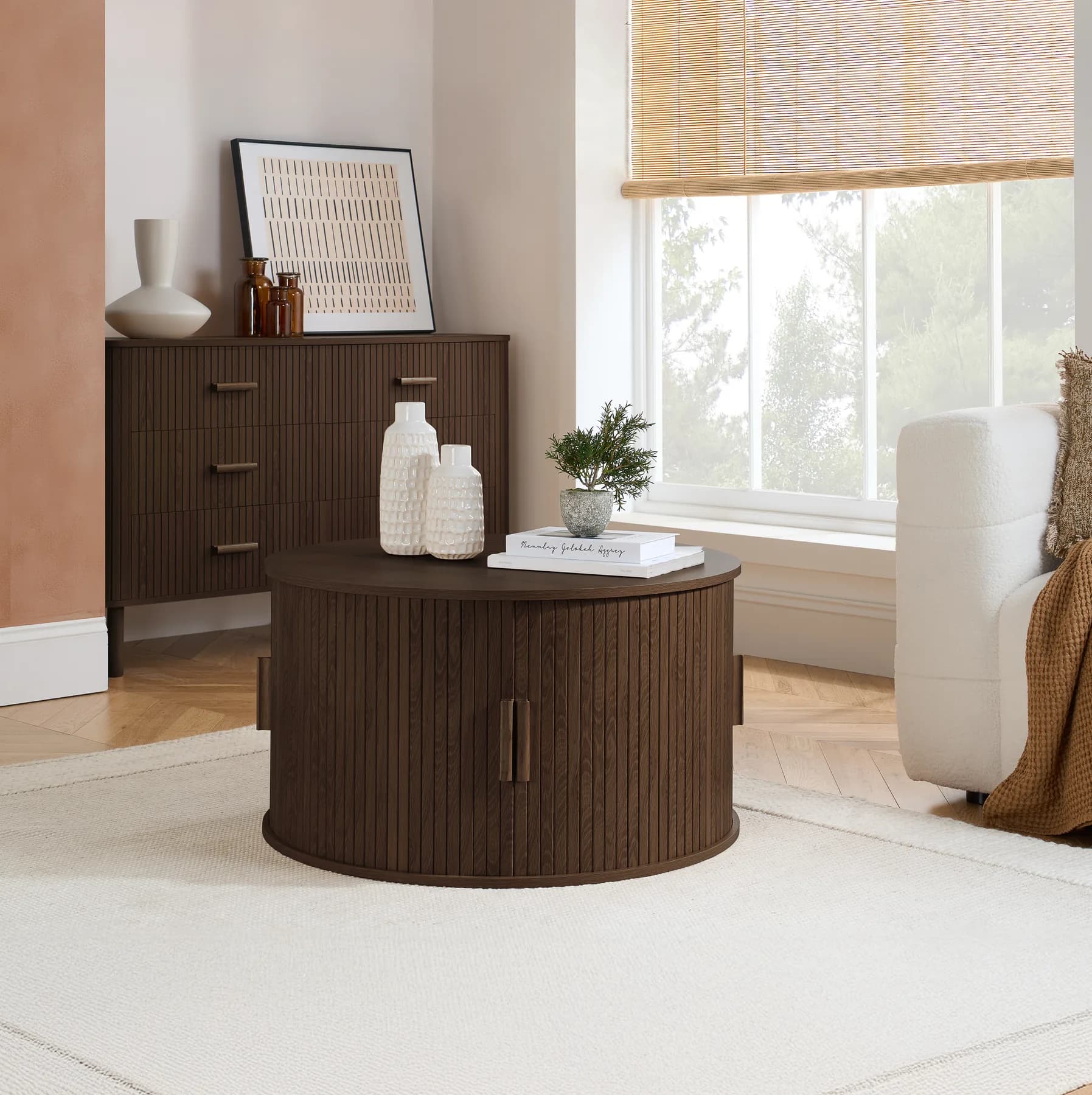 Axel Round Fluted Coffee Table with Storage - Coffee tables, photo 9 of 10