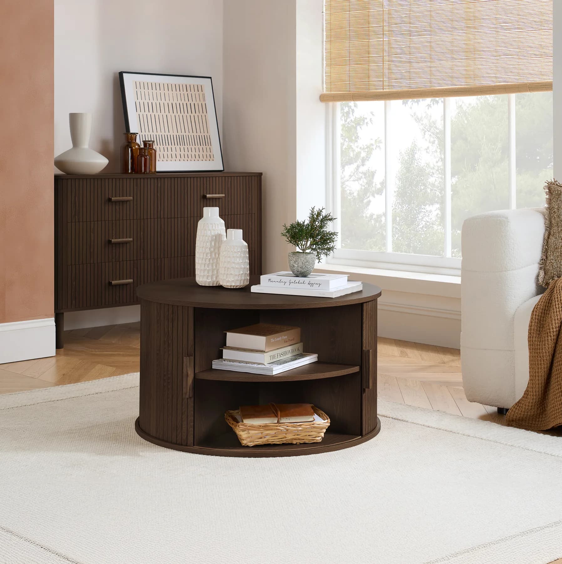 Axel Round Fluted Coffee Table with Storage - Coffee tables, photo 10 of 10