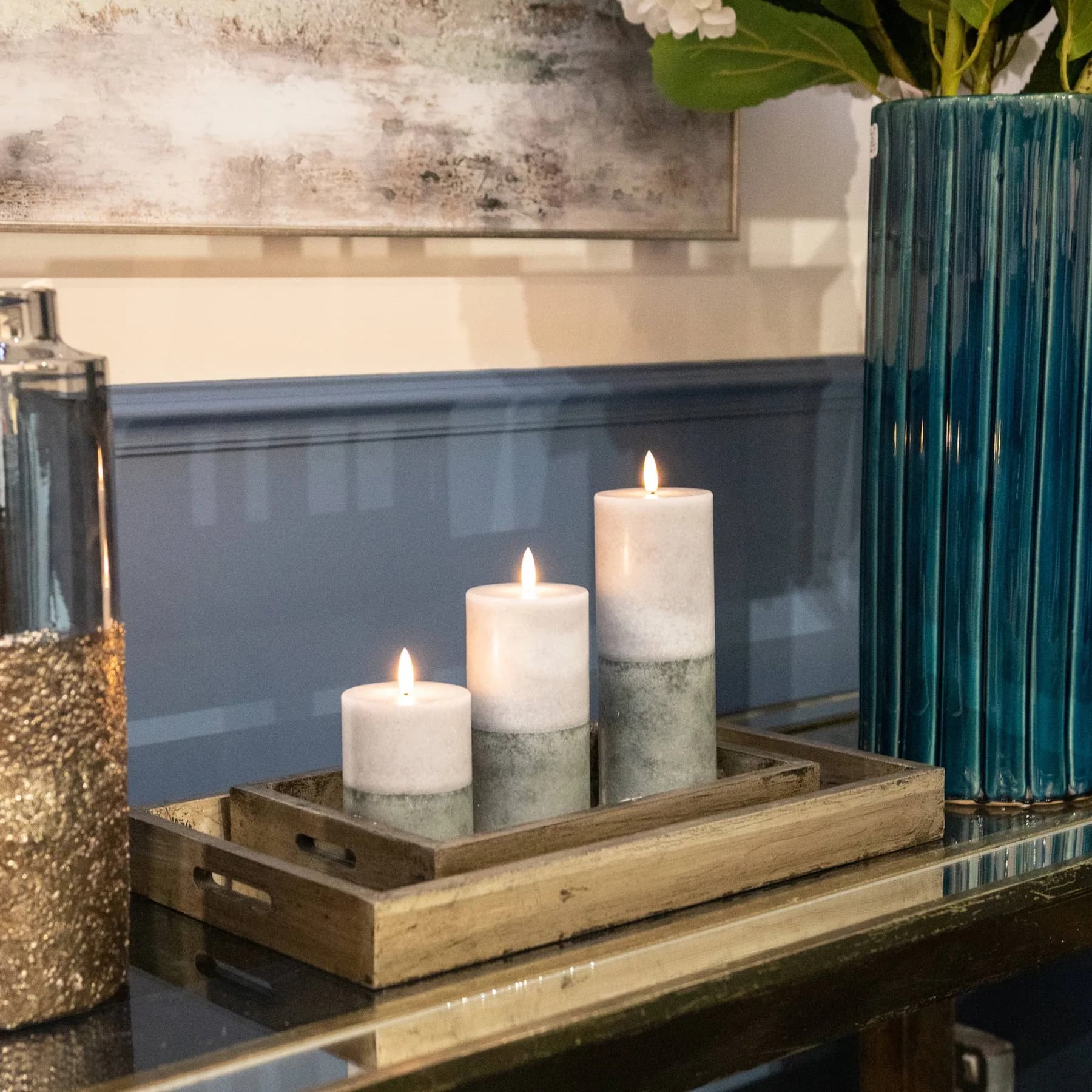 Luxe Collection Natural Glow 3x8 Stone LED Wax Candle - Candles, photo 4 of 4