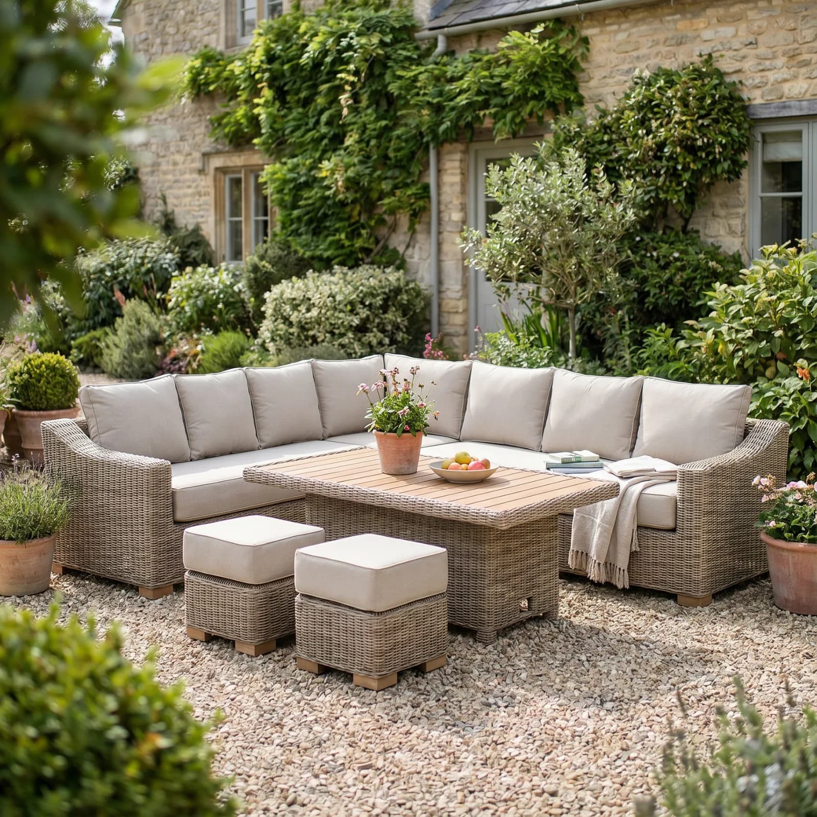 Capri Outdoor Large Corner Set With Riser Table + 2 Stools - Outdoor, photo 2 of 3