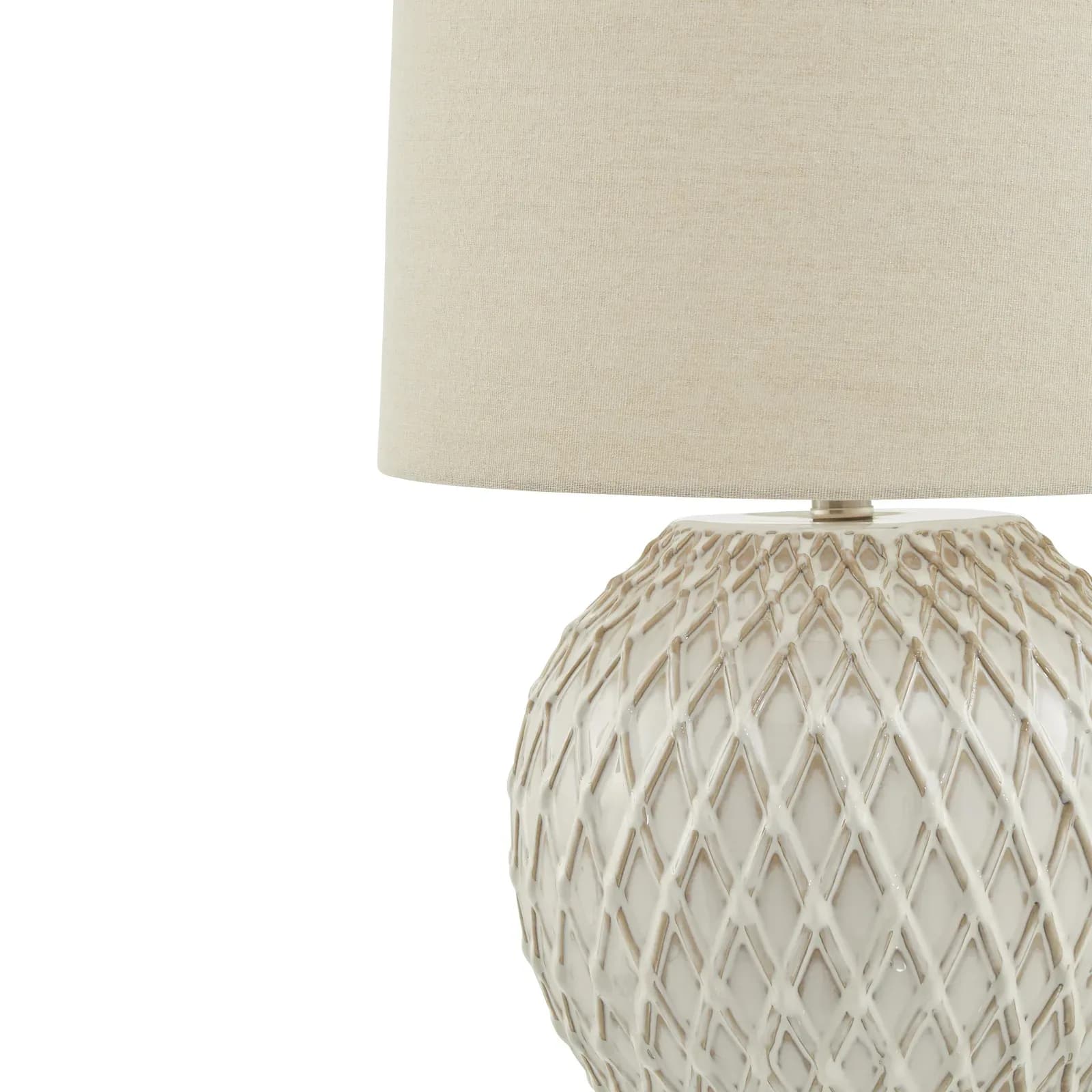 Lattice Ceramic Table Lamp With Linen Shade - Table lamps, photo 2 of 10