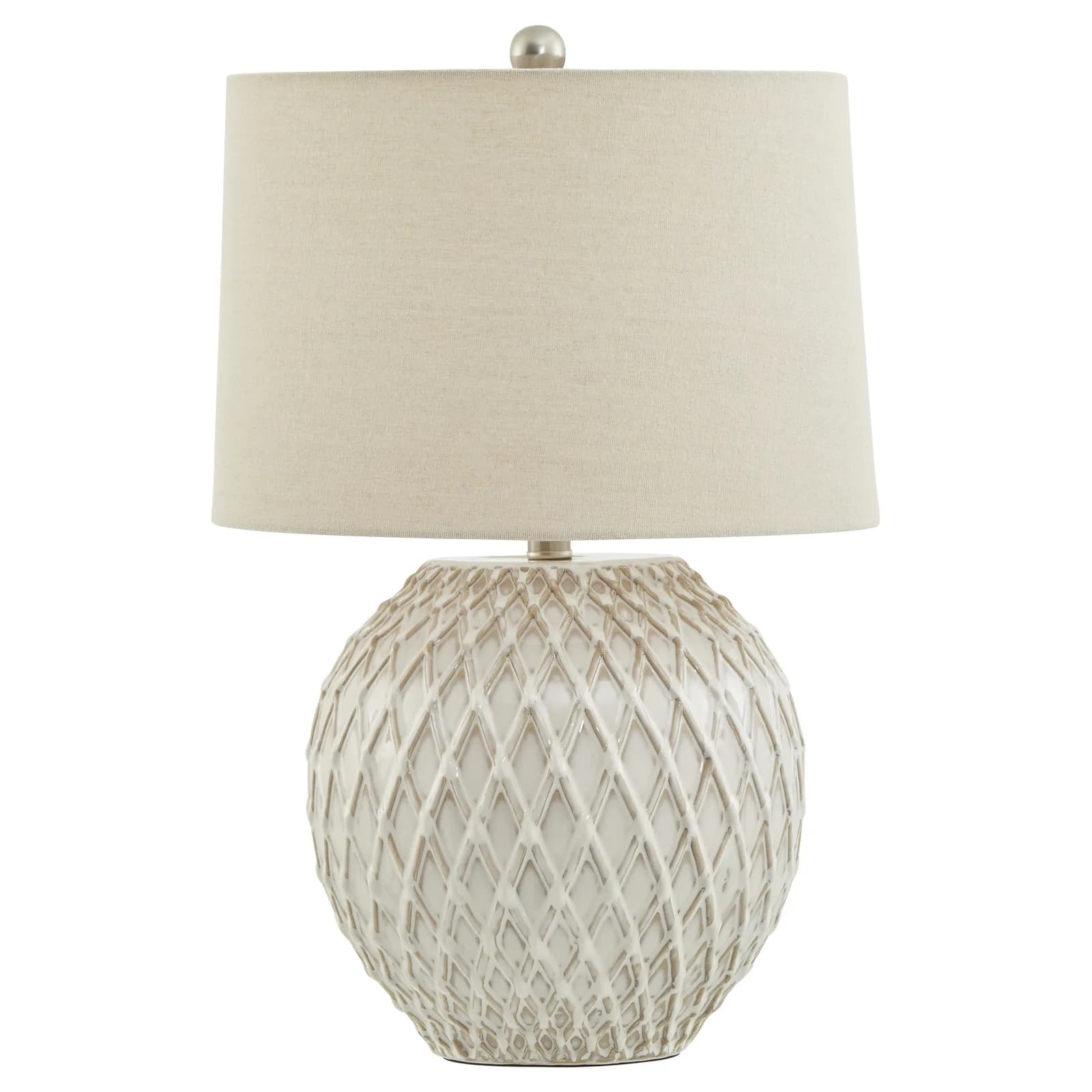 Lattice Ceramic Table Lamp With Linen Shade - Table lamps, photo 8 of 10