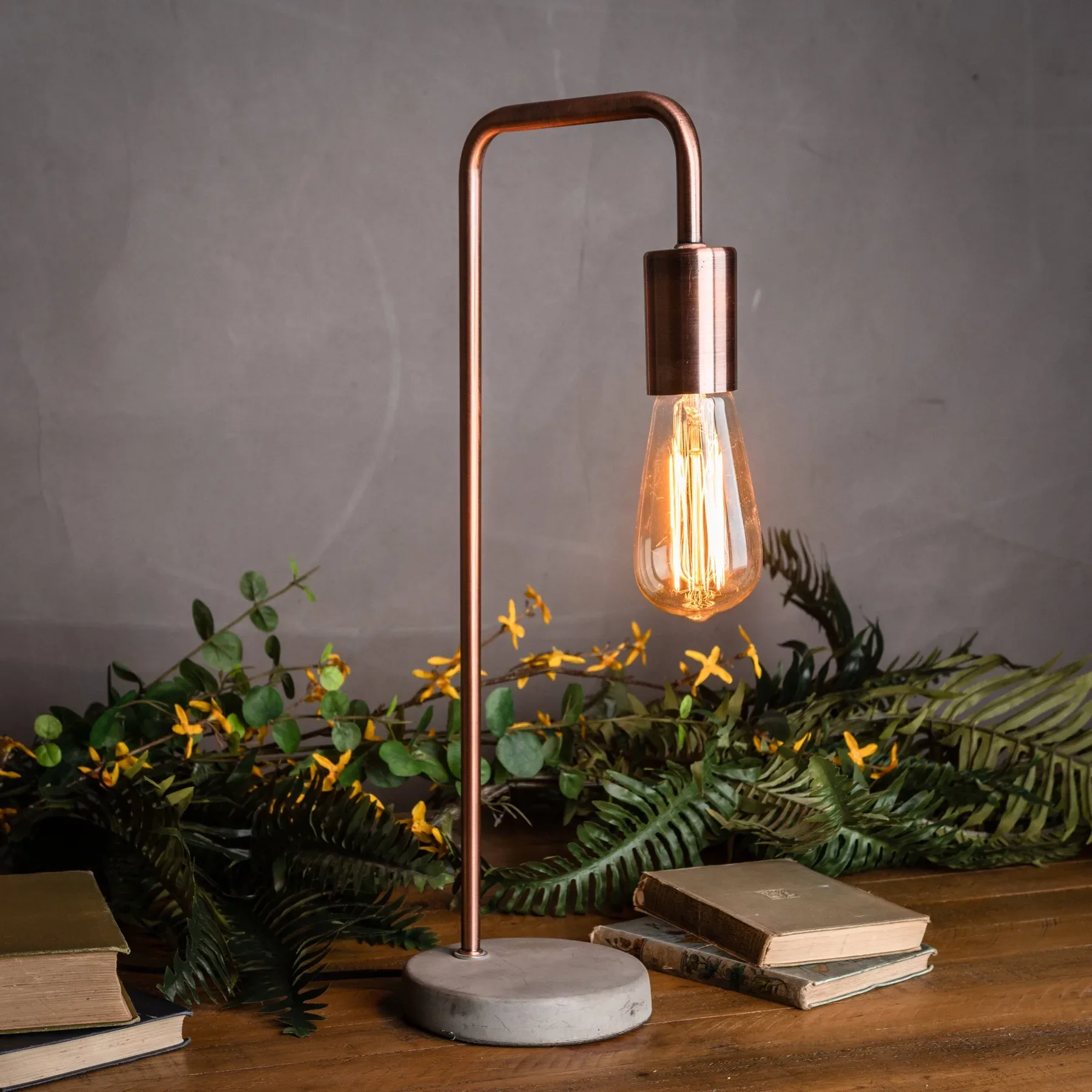 Copper Industrial Lamp With Stone Base - Table lamps, photo 4 of 10
