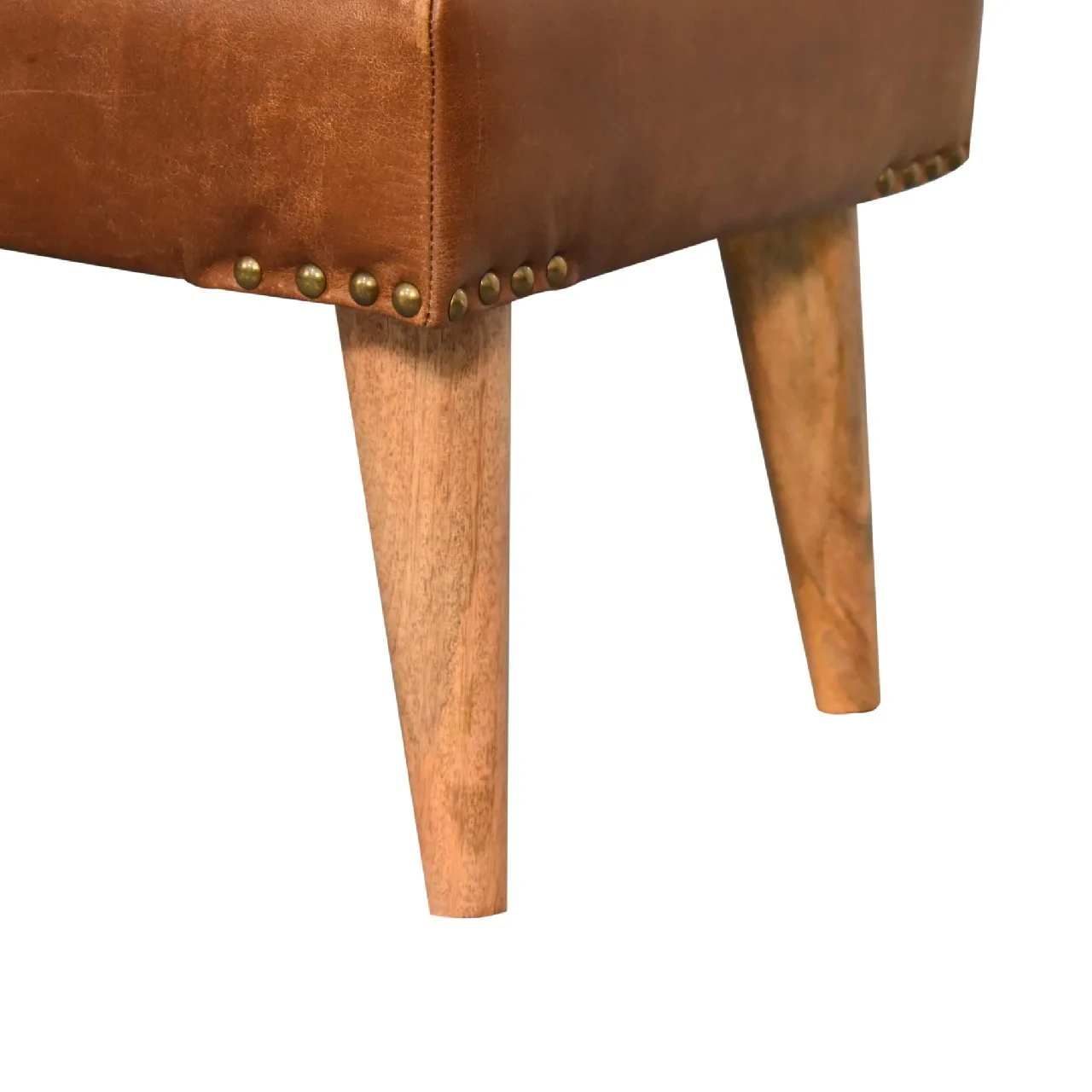 Bouclé Buffalo Hide Leather Bench - Benches, photo 9 of 10