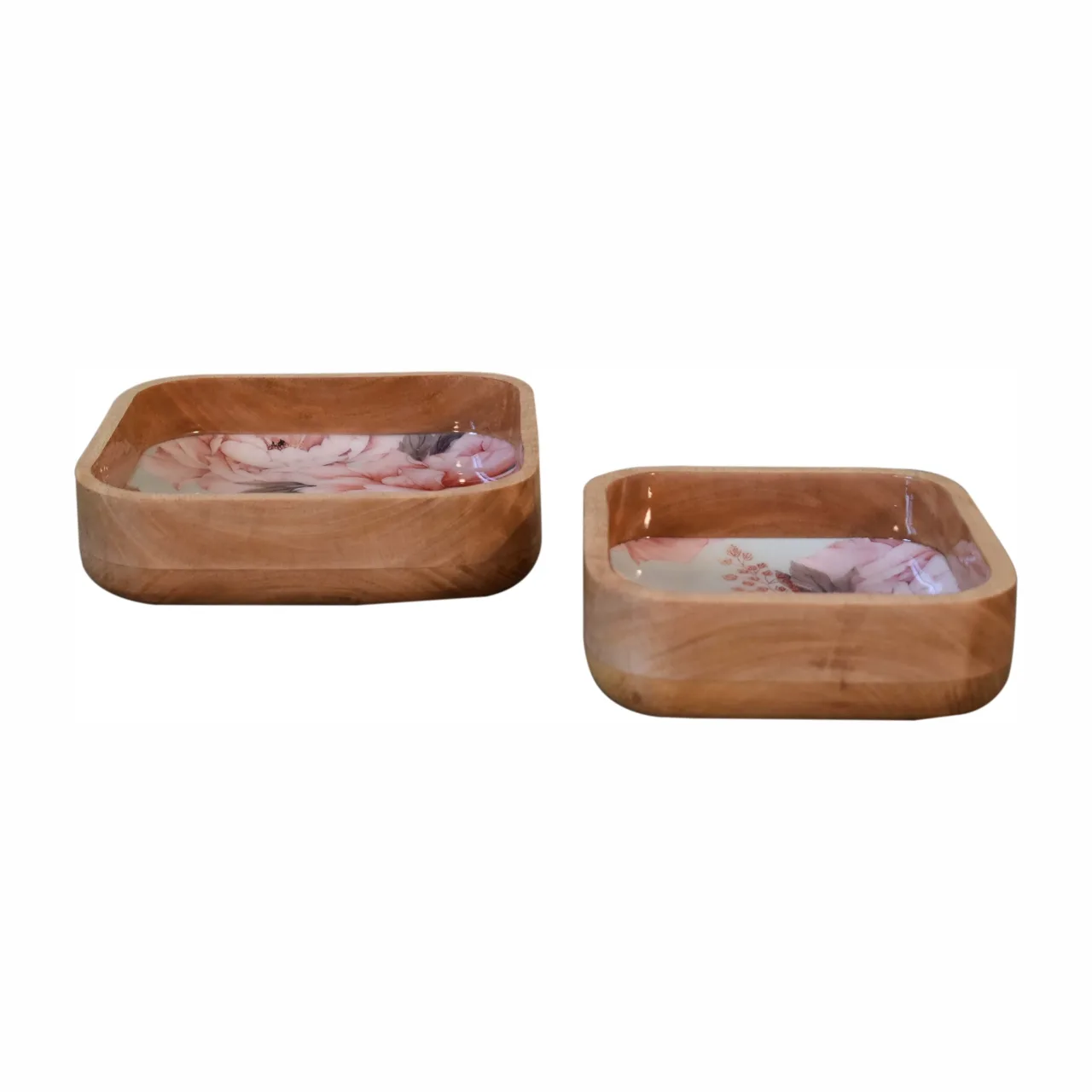 Pink Floral Square Bowl Set of 2 - Decorative, photo 2 of 9