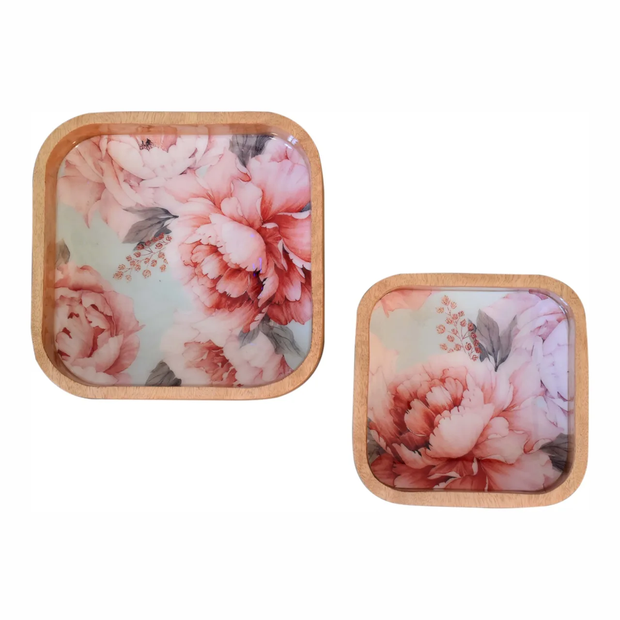 Pink Floral Square Bowl Set of 2 - Decorative, photo 4 of 9