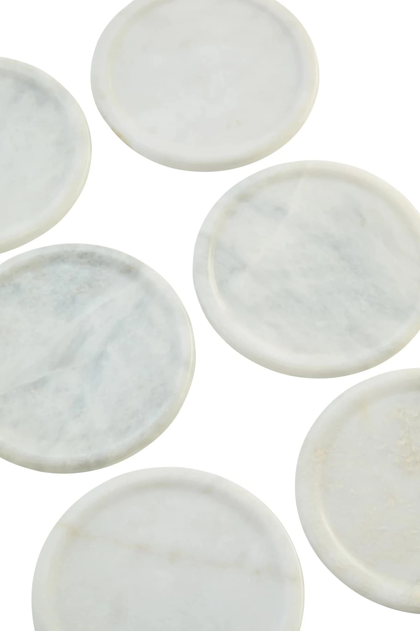 Kindia White Marble Set Of Six Round Coasters with Holder - Decorative, photo 6 of 6