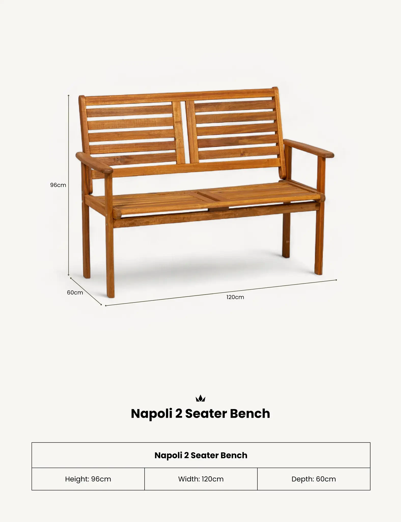 Napoli 2 Seater Garden Furniture Bench - Outdoor, photo 4 of 4