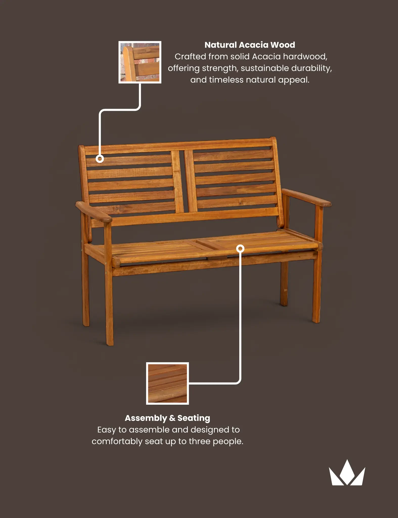 Napoli 2 Seater Garden Furniture Bench - Outdoor, photo 3 of 4