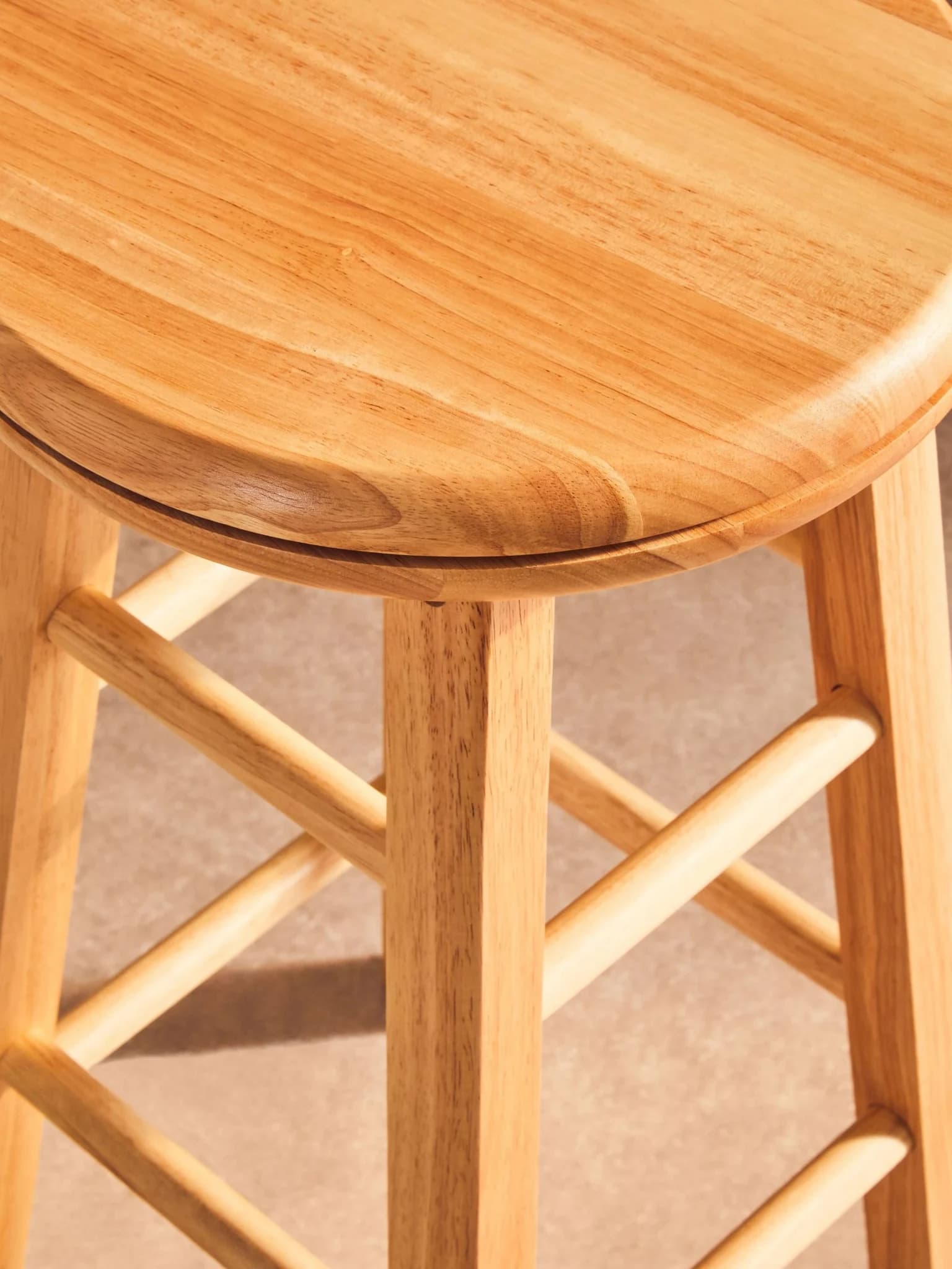 Chester Natural Hevea Wood Revolving Bar Stool - Seating, photo 3 of 3
