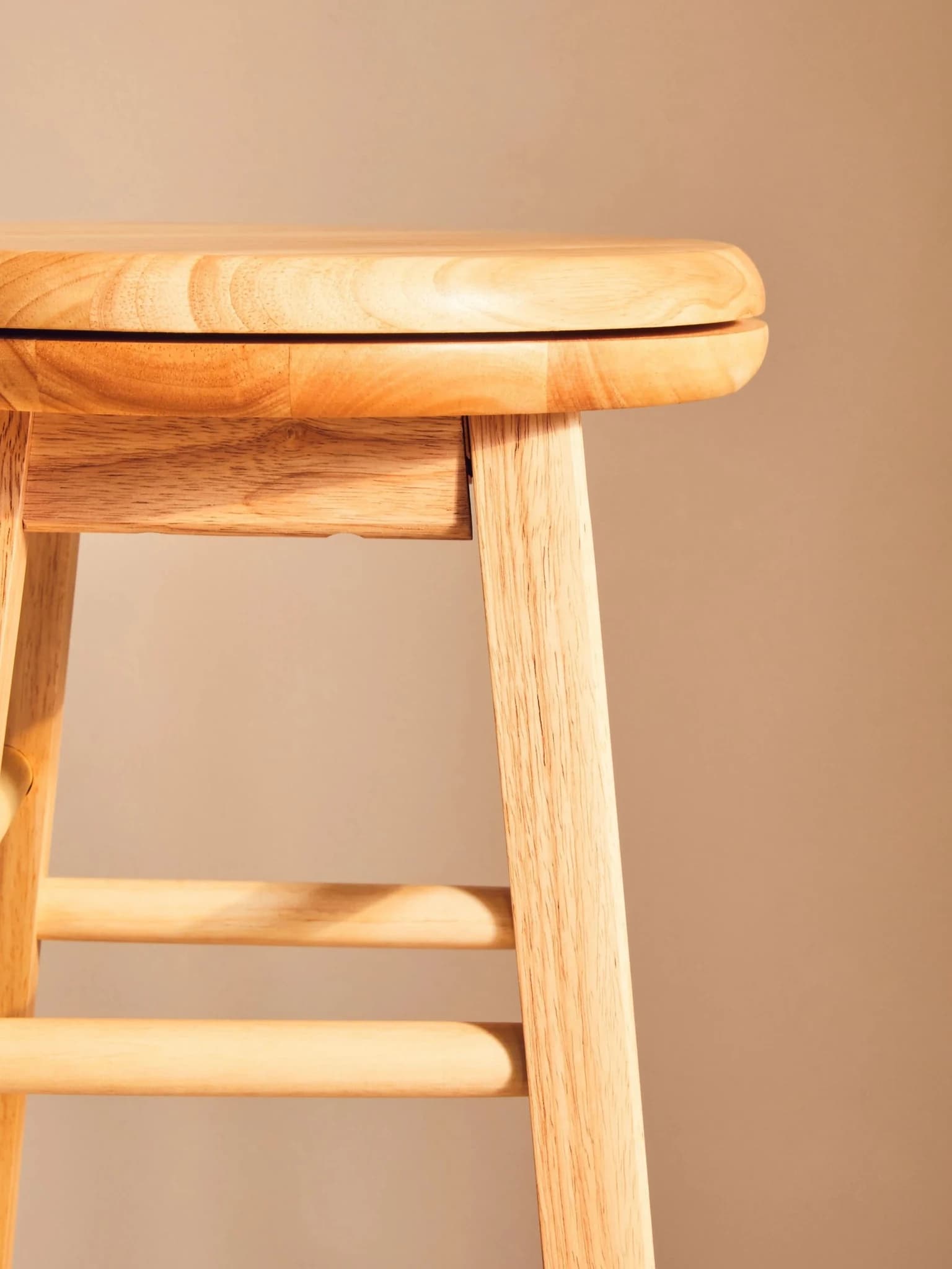 Chester Natural Hevea Wood Revolving Bar Stool - Seating, photo 2 of 3