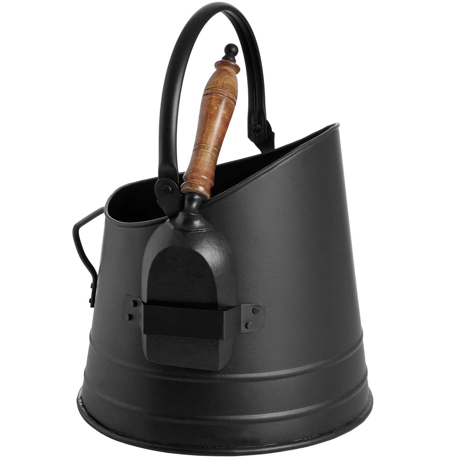 Black Coal Bucket with Teak Handle Shovel - Trays & baskets, photo 2 of 3