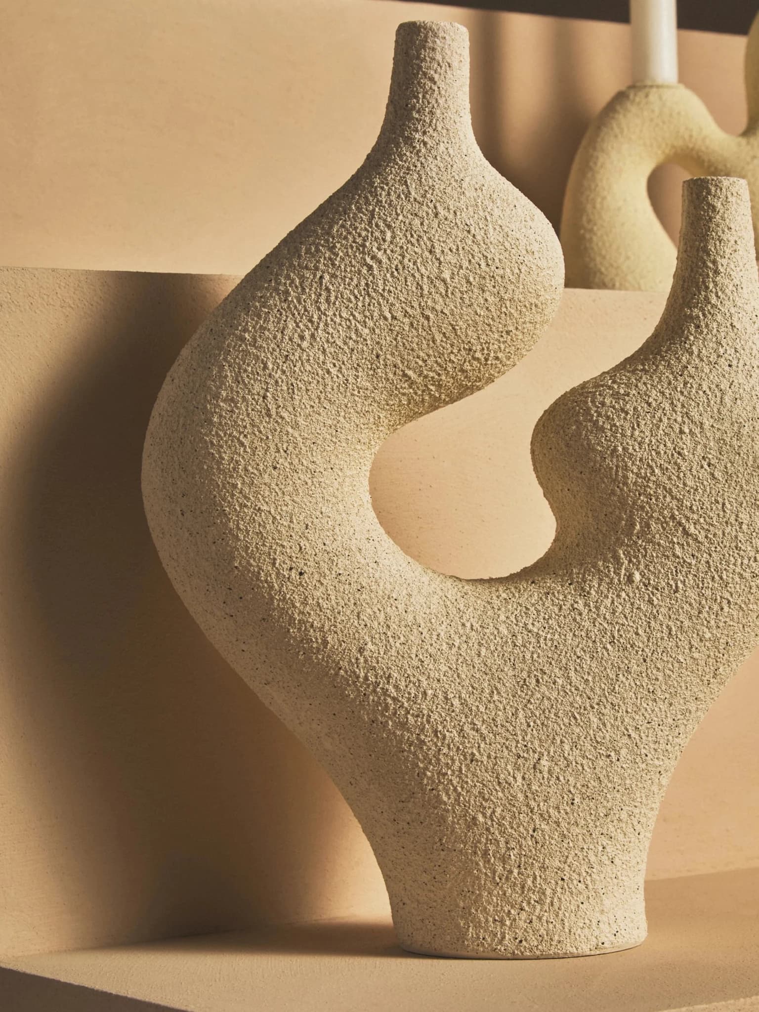 Broc Cream Textured Sculptural Vase - Vases, photo 5 of 8