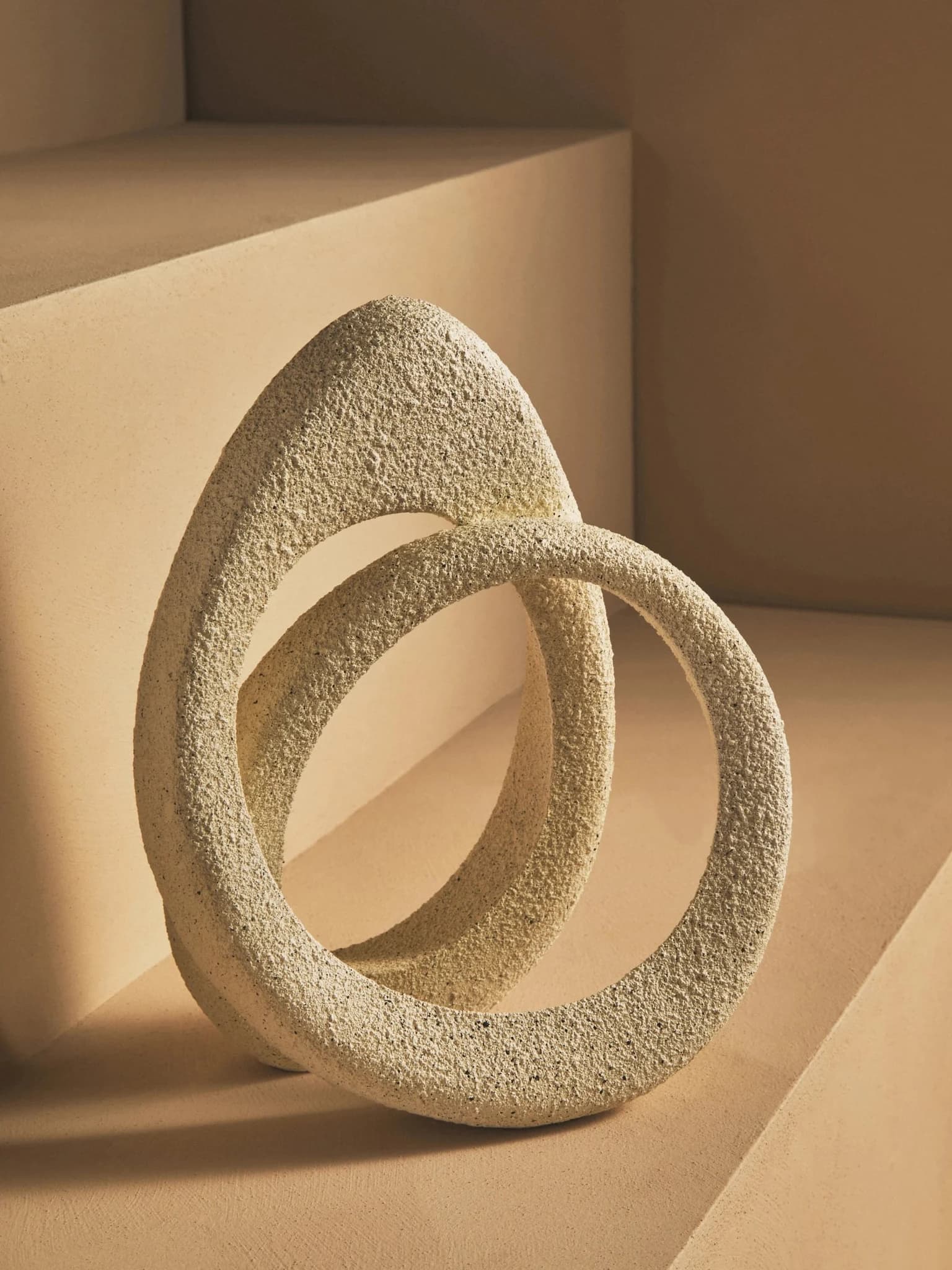Broc Cream Textured Loop Sculpture - Decorative, photo 5 of 8