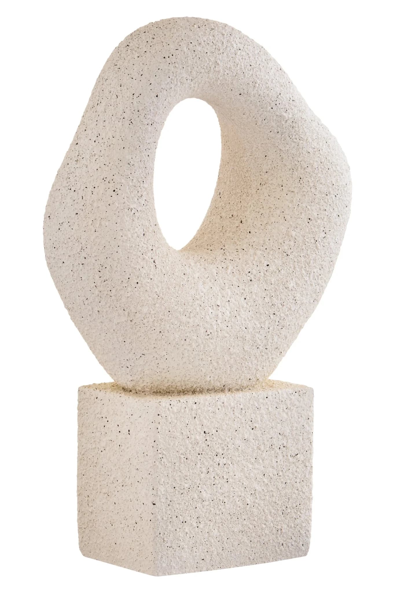 Broc Cream Textured Abstract Loop Sculpture On Pedestal - Decorative, photo 8 of 8