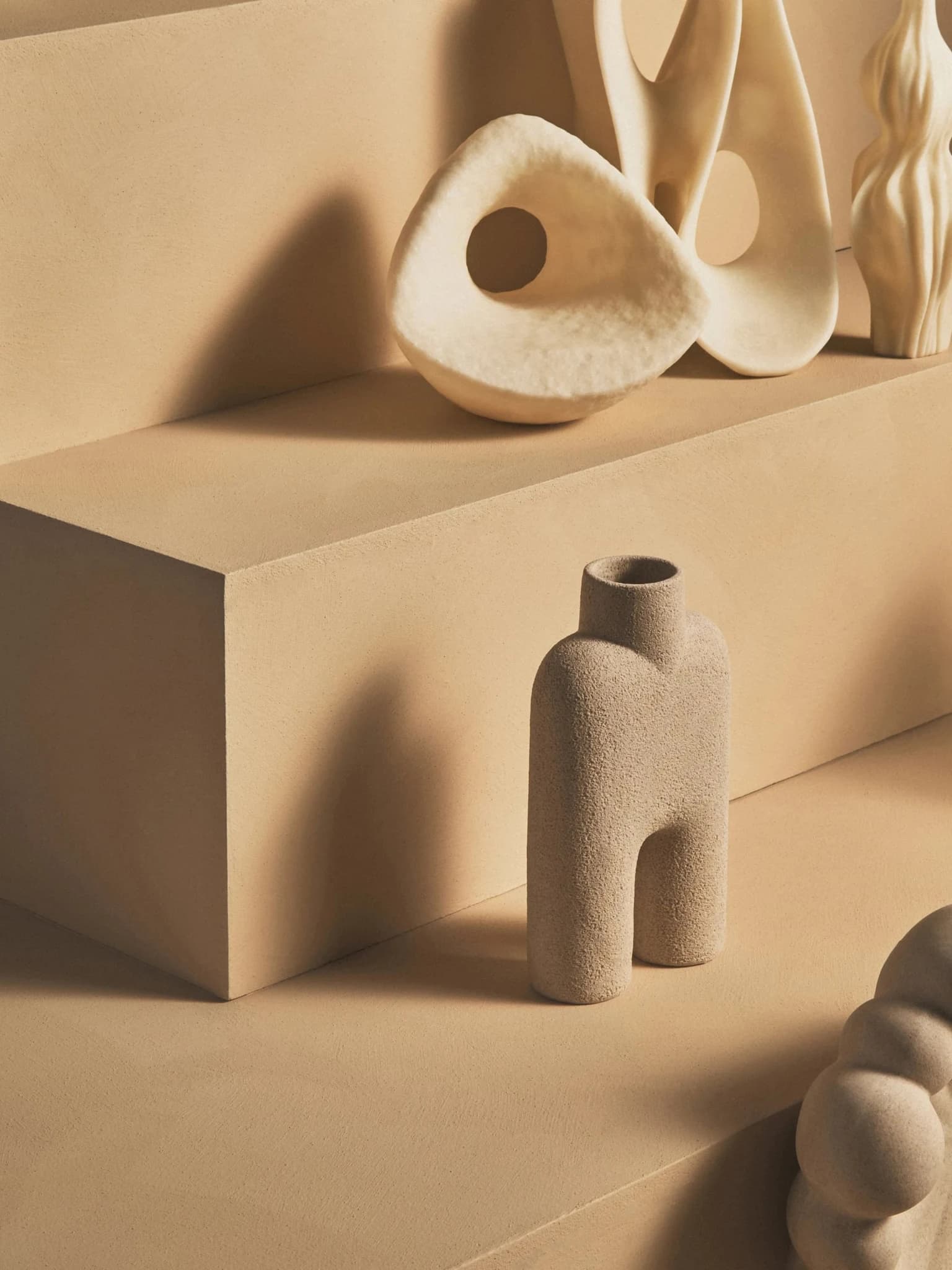 Broc Cream Textured Geometric Sculpture - Decorative, photo 3 of 8