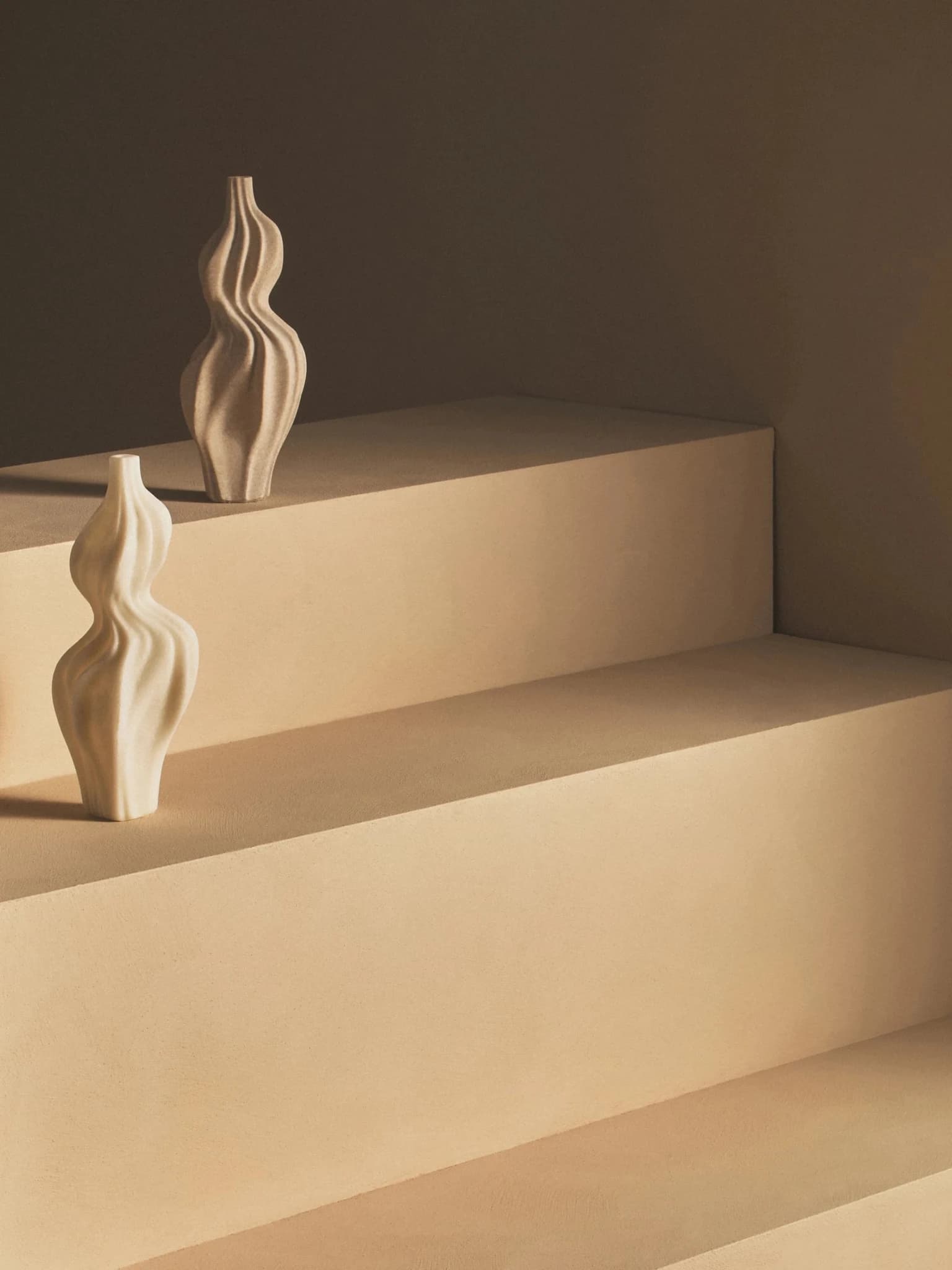 Broc White Marble Effect Organic Twist Vase - Vases, photo 4 of 8