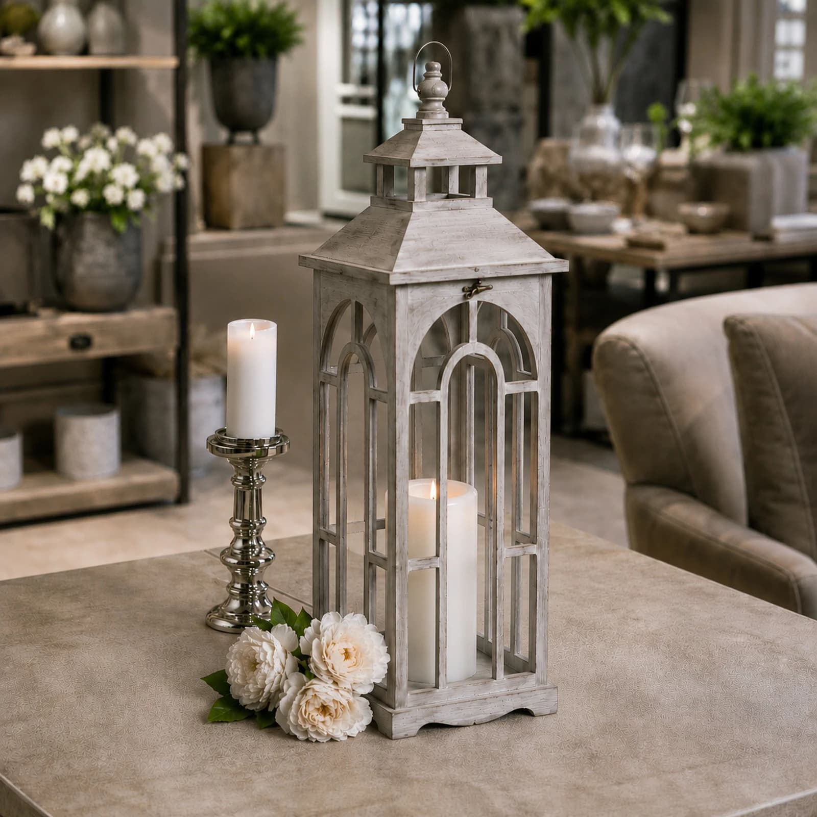 Set Of Three Wooden Lanterns With Archway Design - Lanterns, photo 4 of 6