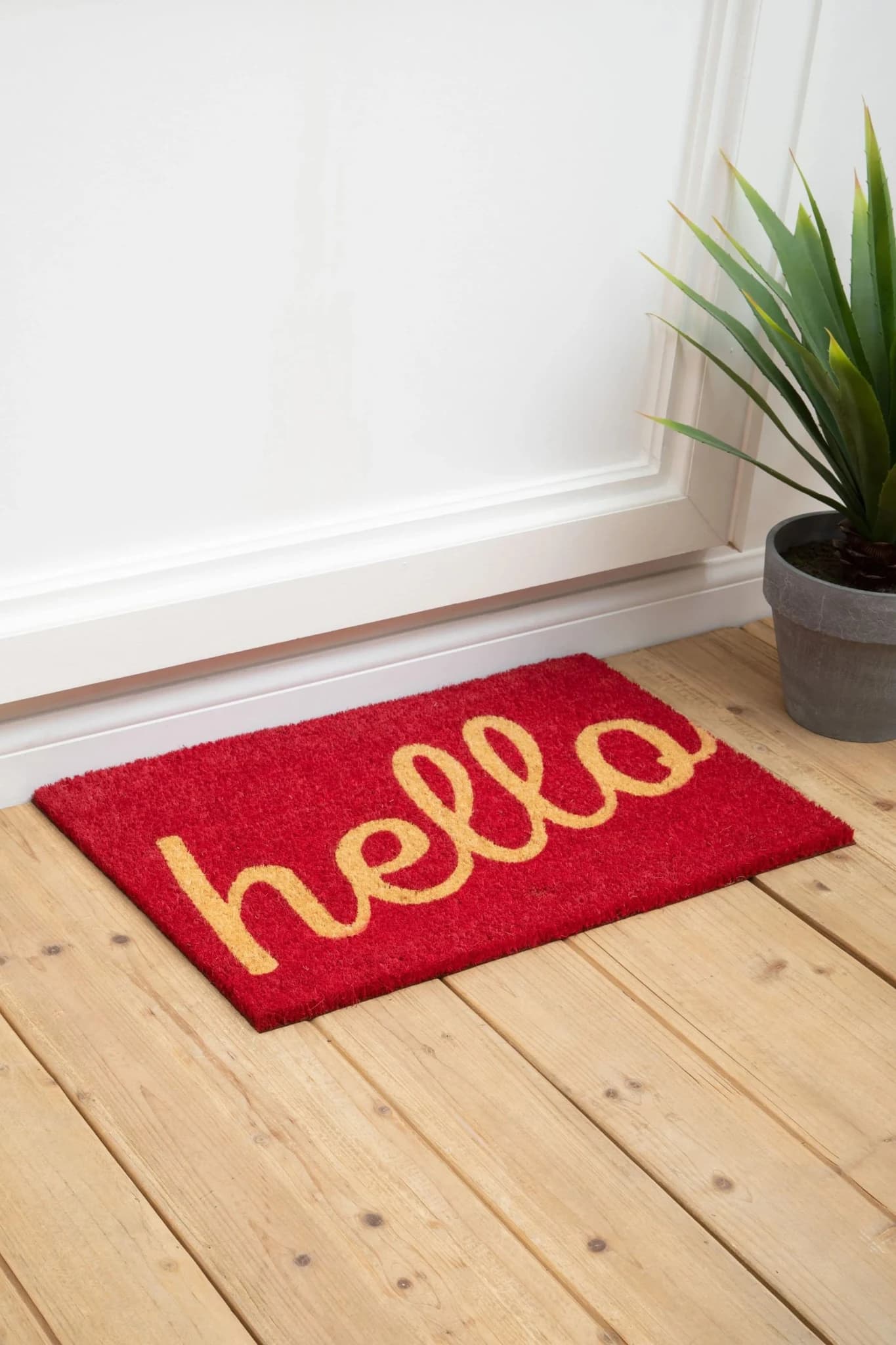Red Hello Coir Doormat - Decorative, photo 2 of 2