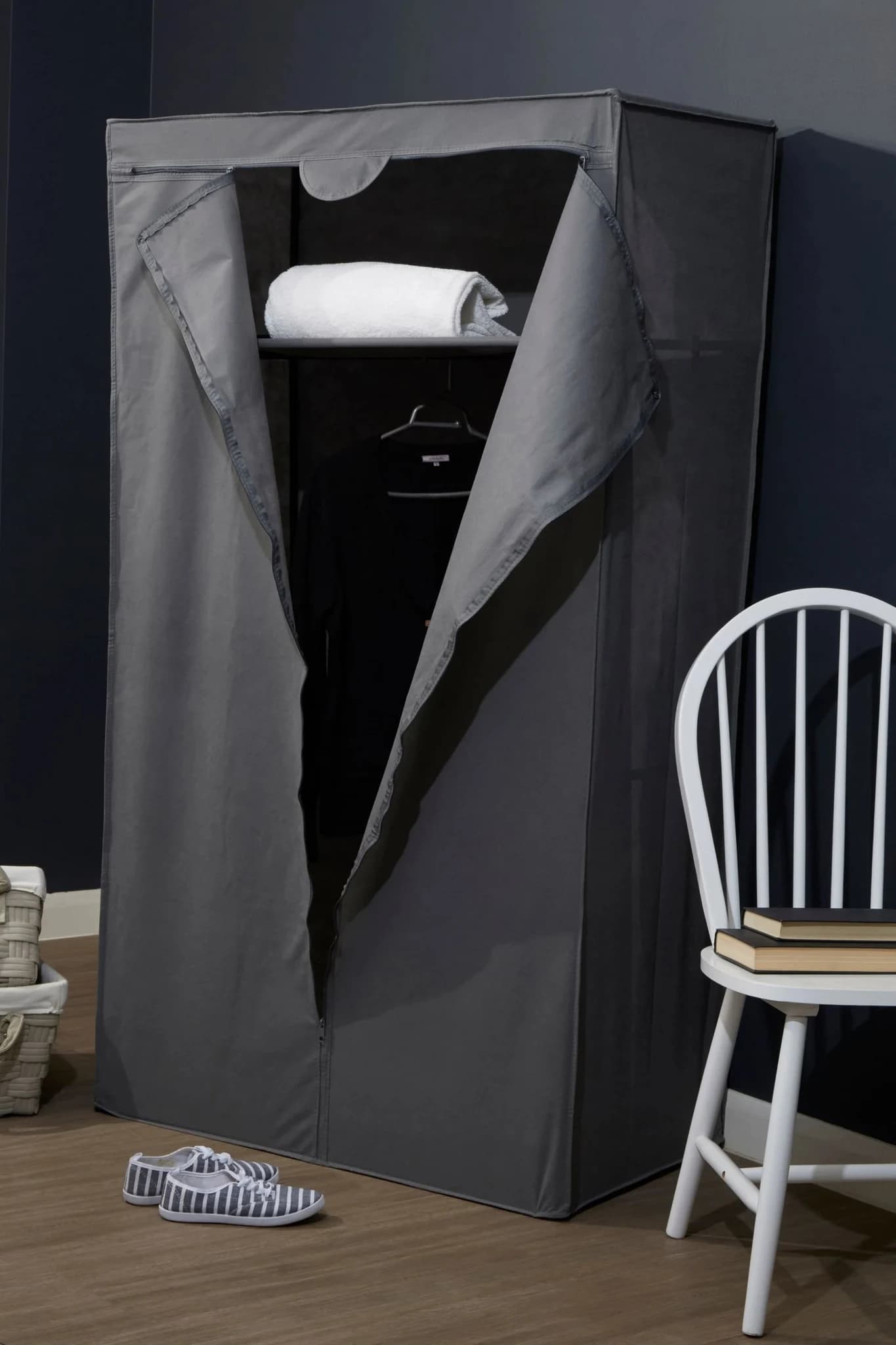 Dara Grey Fabric Wardrobe With Shelf - Bookcases & shelving, photo 6 of 8