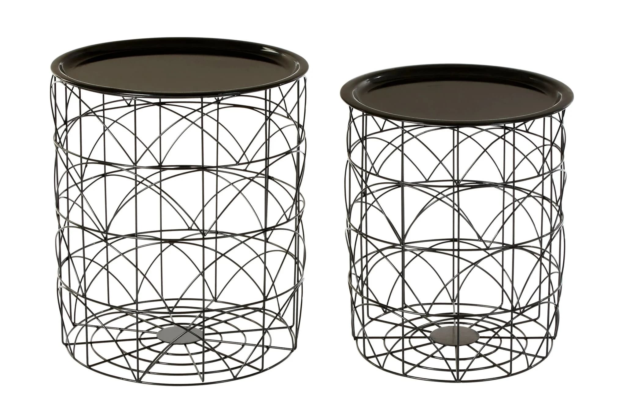 Hege Black Wire Set of 2 Storage Side Tables - Tables, photo 2 of 3