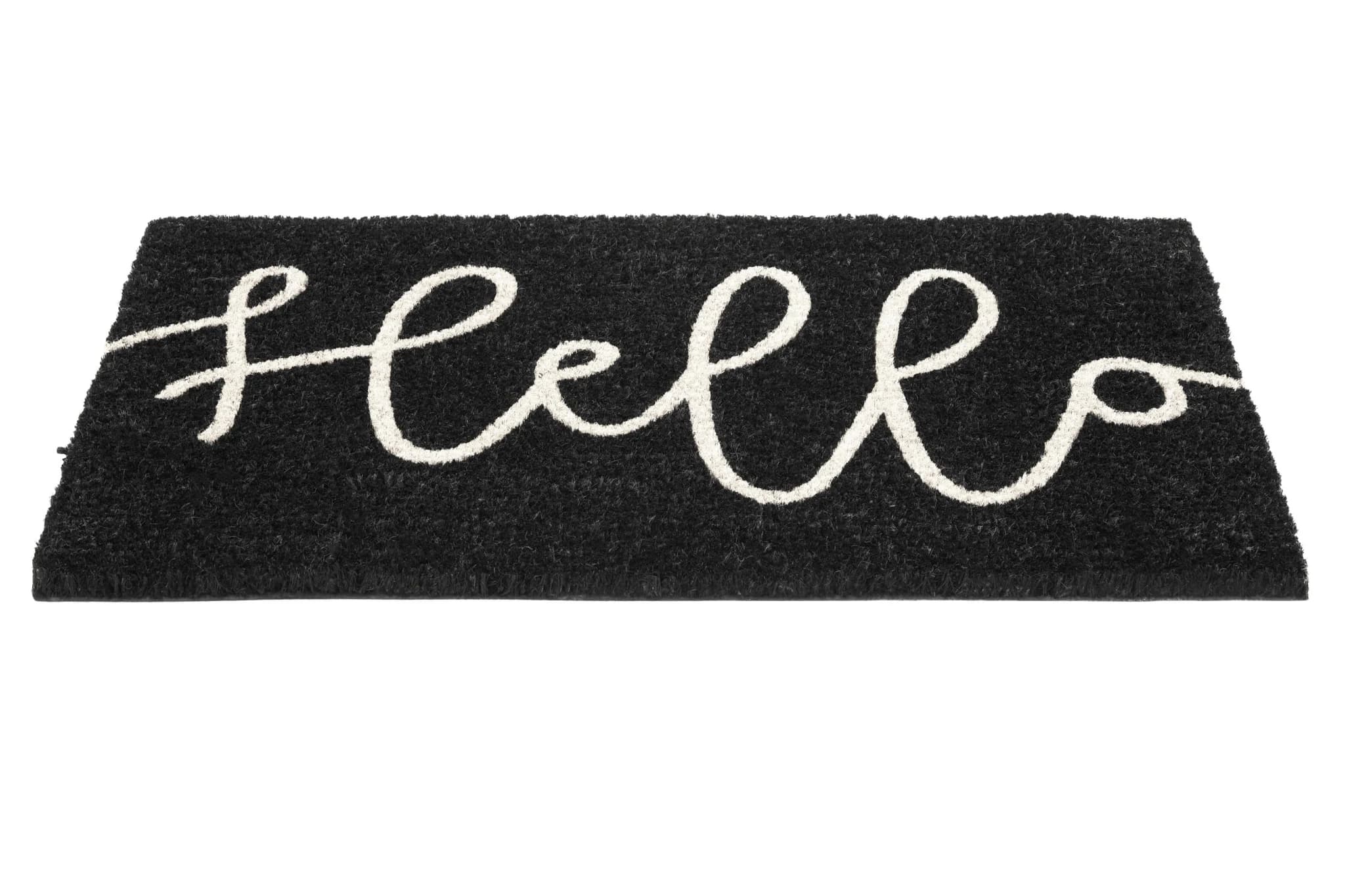 Filta Hello Black Coir Doormat - Decorative, photo 3 of 7