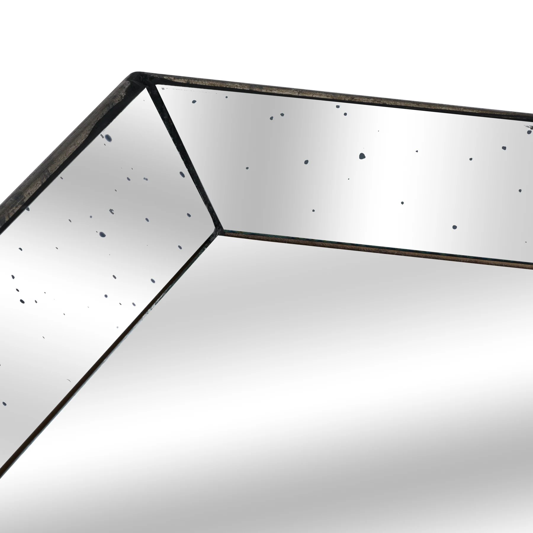 Astor Distressed Mirrored Square Tray W/Wooden Detailing Lge - Trays & baskets, photo 3 of 3