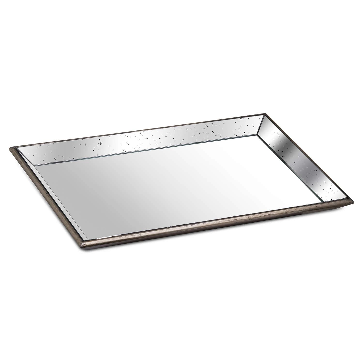 Astor Distressed Large Mirrored Tray With Wooden Detailing - Trays & baskets, photo 2 of 5