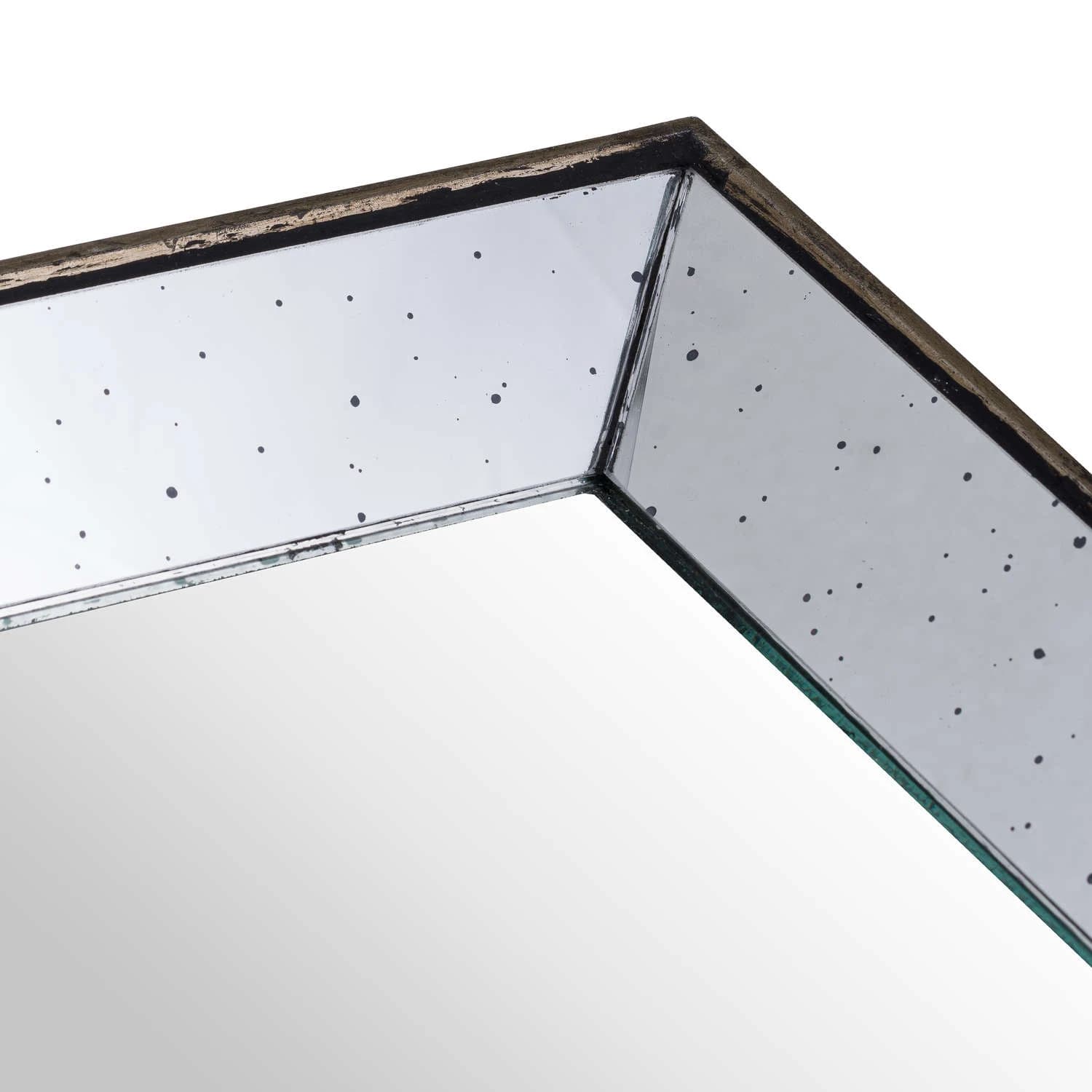 Astor Distressed Mirrored Square Tray W/Wooden Detailing Sml - Trays & baskets, photo 3 of 3