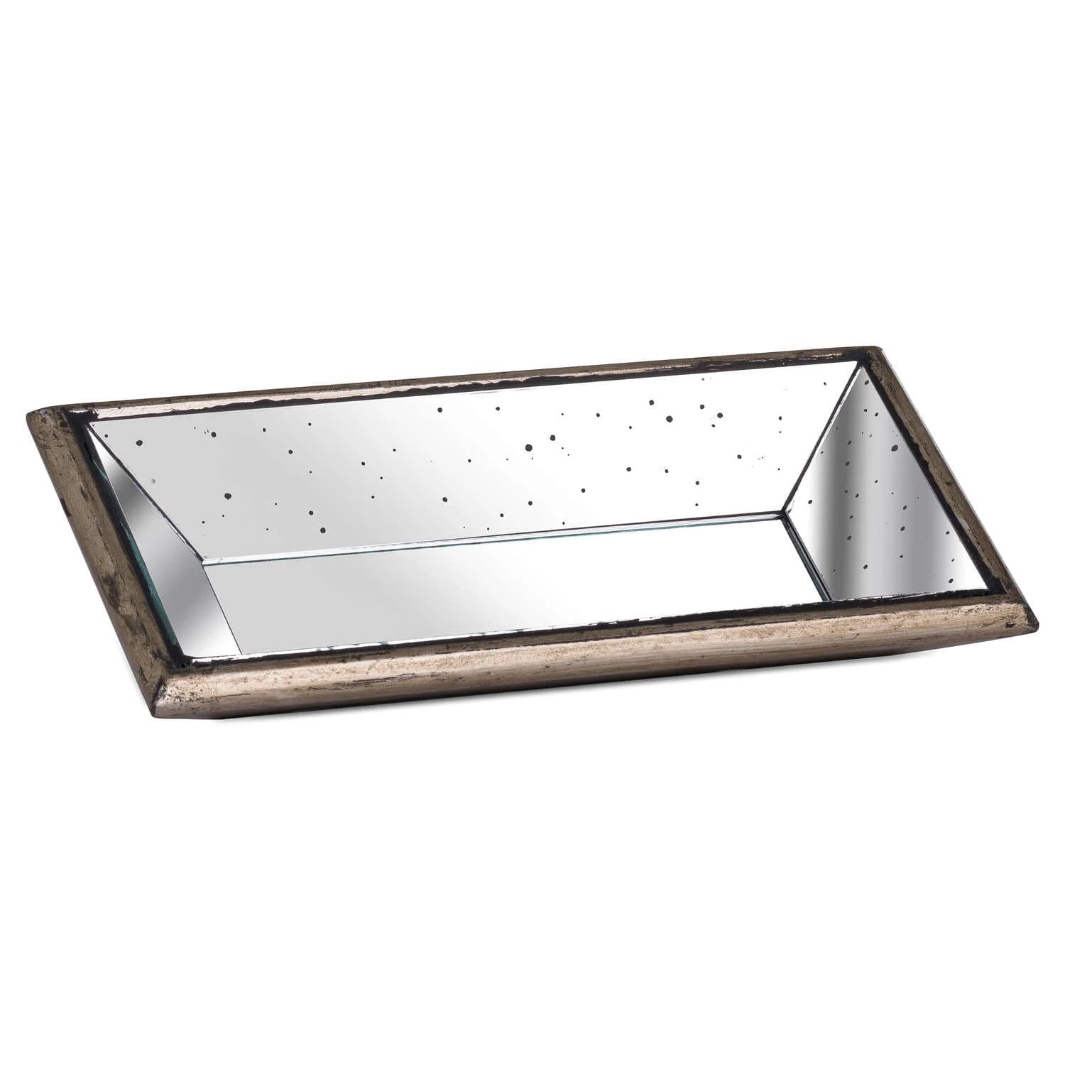 Astor Distressed Mirrored Display Tray With Wooden Detailing - Trays & baskets, photo 2 of 3