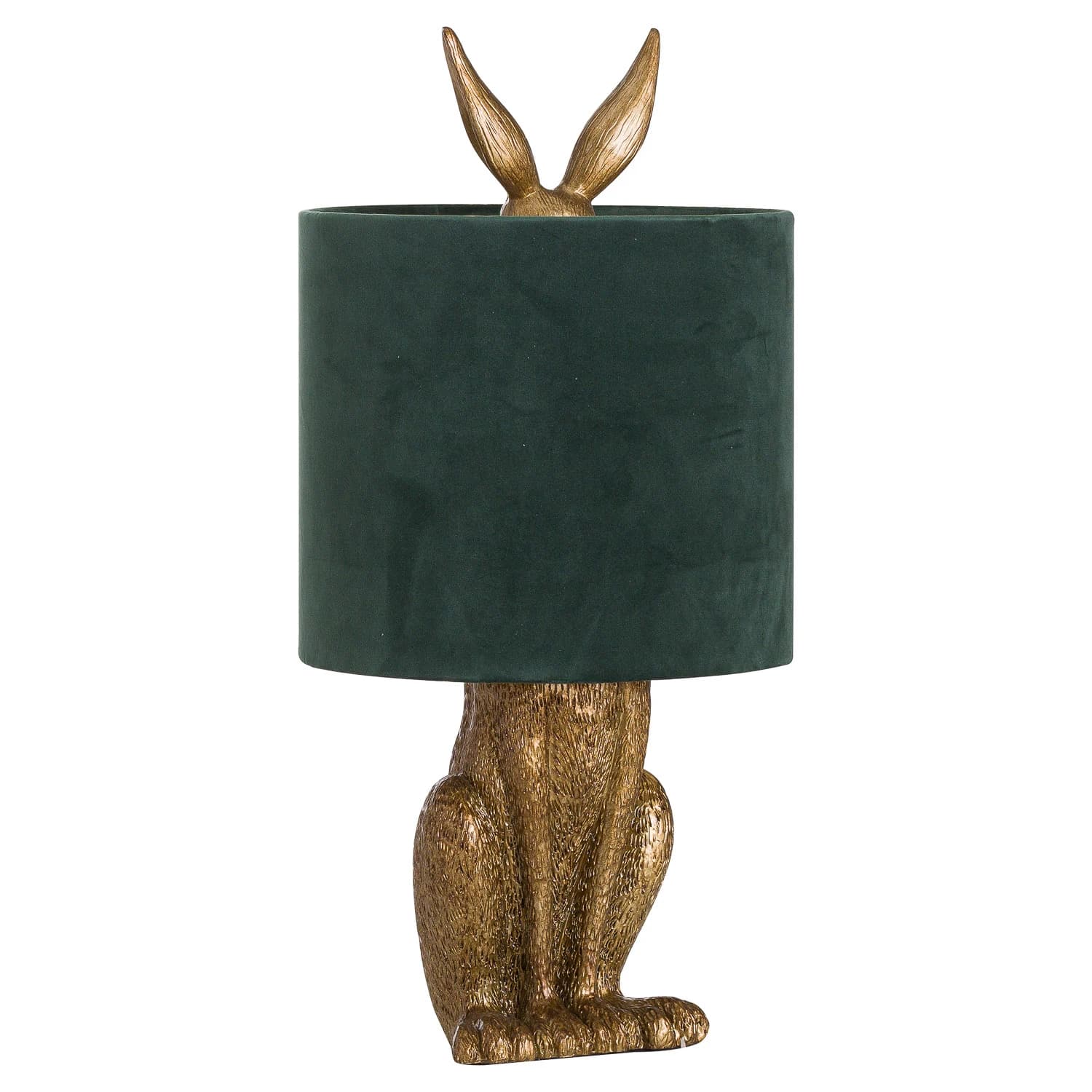 Antique Gold Hare Table Lamp With Green Velvet Shade - Table lamps, photo 2 of 6