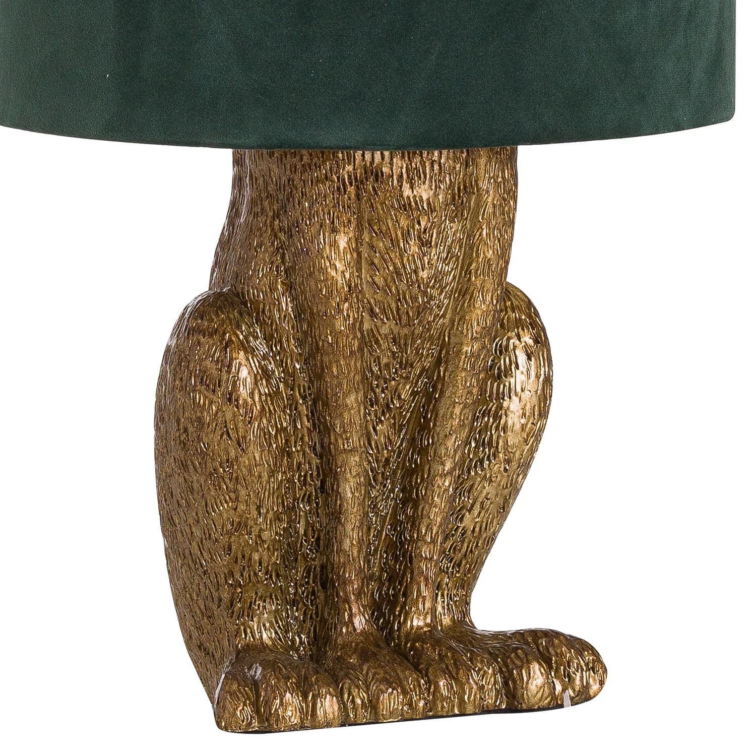 Antique Gold Hare Table Lamp With Green Velvet Shade - Table lamps, photo 3 of 6