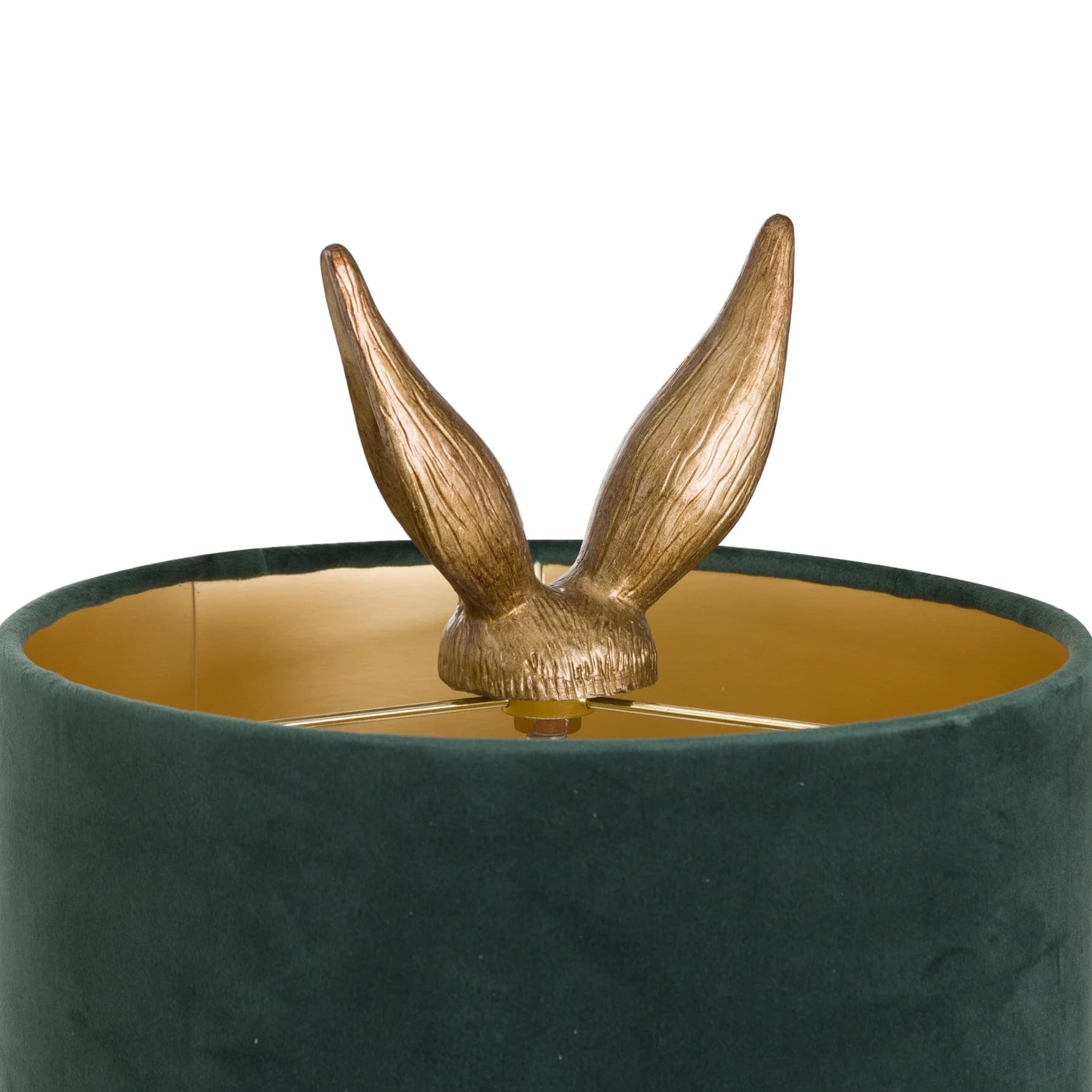 Antique Gold Hare Table Lamp With Green Velvet Shade - Table lamps, photo 4 of 6