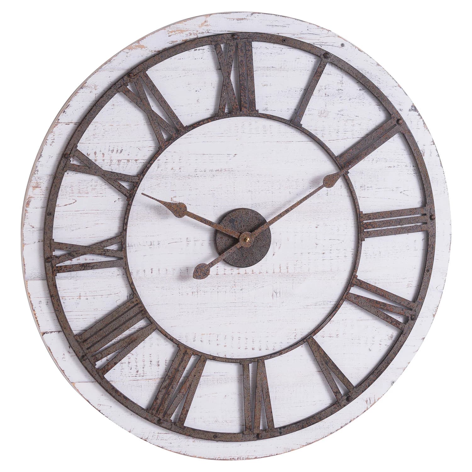 Rustic Wooden Clock With Aged Numerals And Hands - Clocks, photo 2 of 3