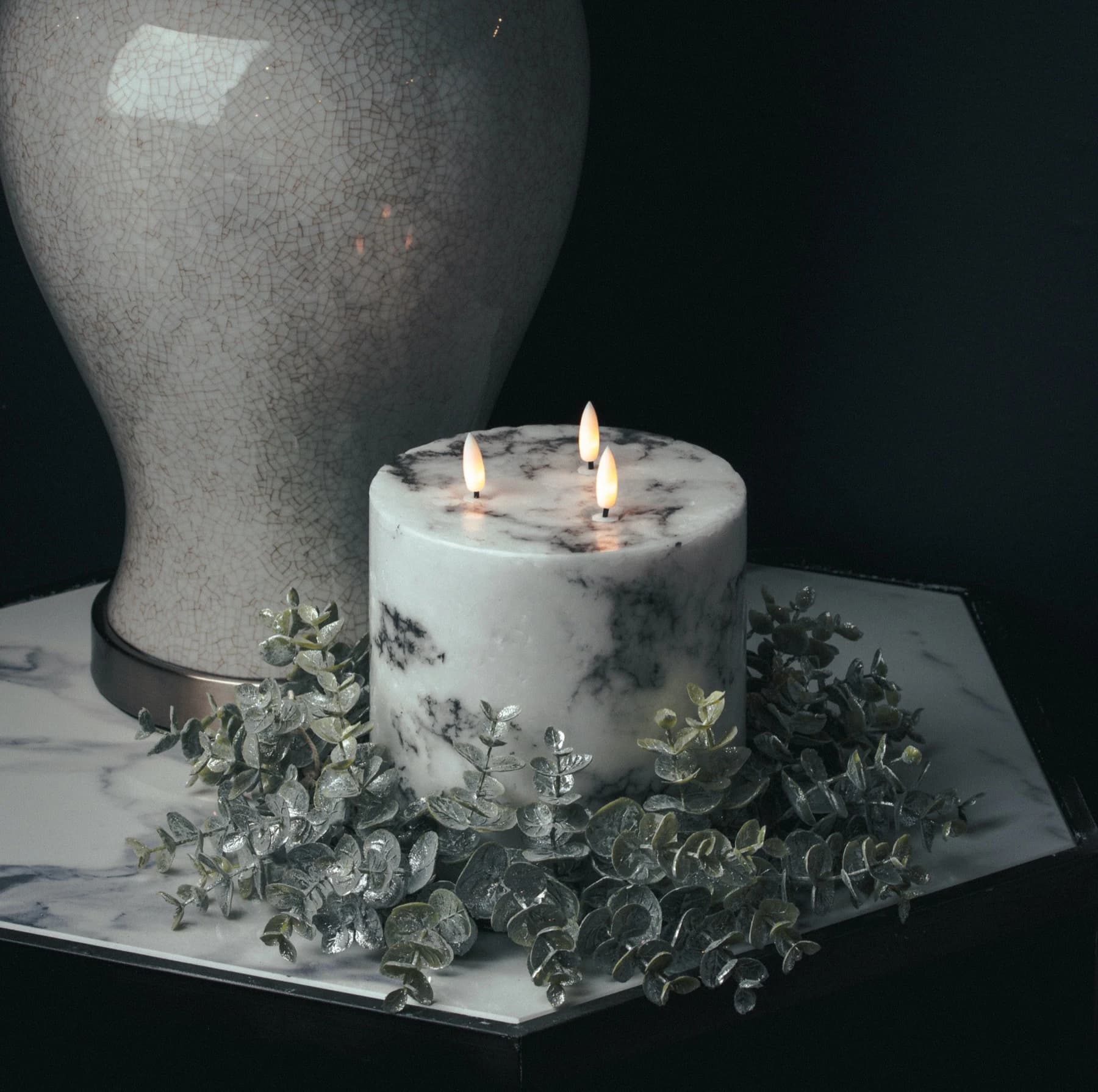 Large Frosted Eucalyptus Candle Wreath — Pack of 3 - Artificial plants & flowers, photo 3 of 5