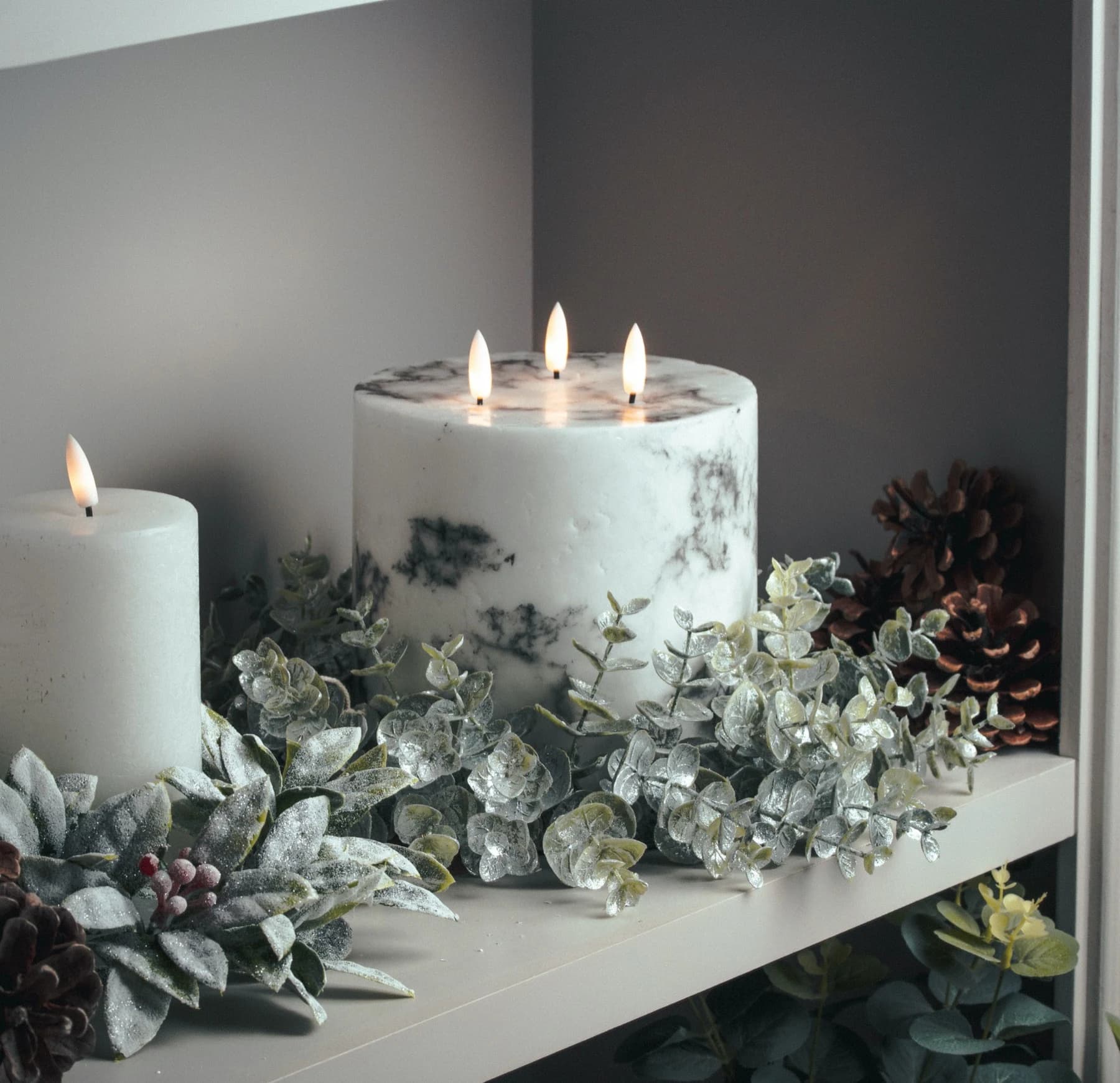Large Frosted Eucalyptus Candle Wreath — Pack of 3 - Artificial plants & flowers, photo 4 of 5