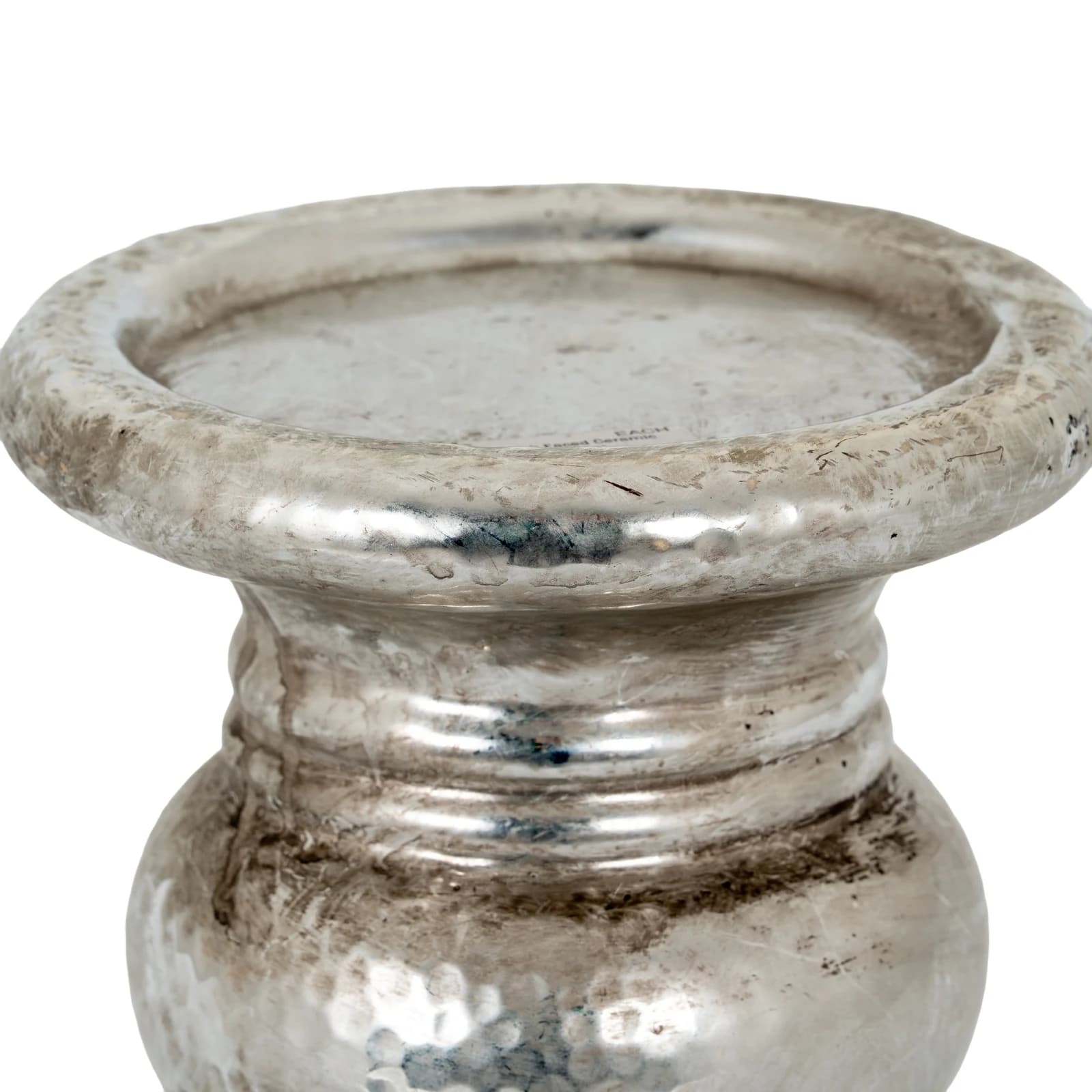 Silver Punch Faced Ceramic Large Candle Holder - Candles, photo 2 of 5